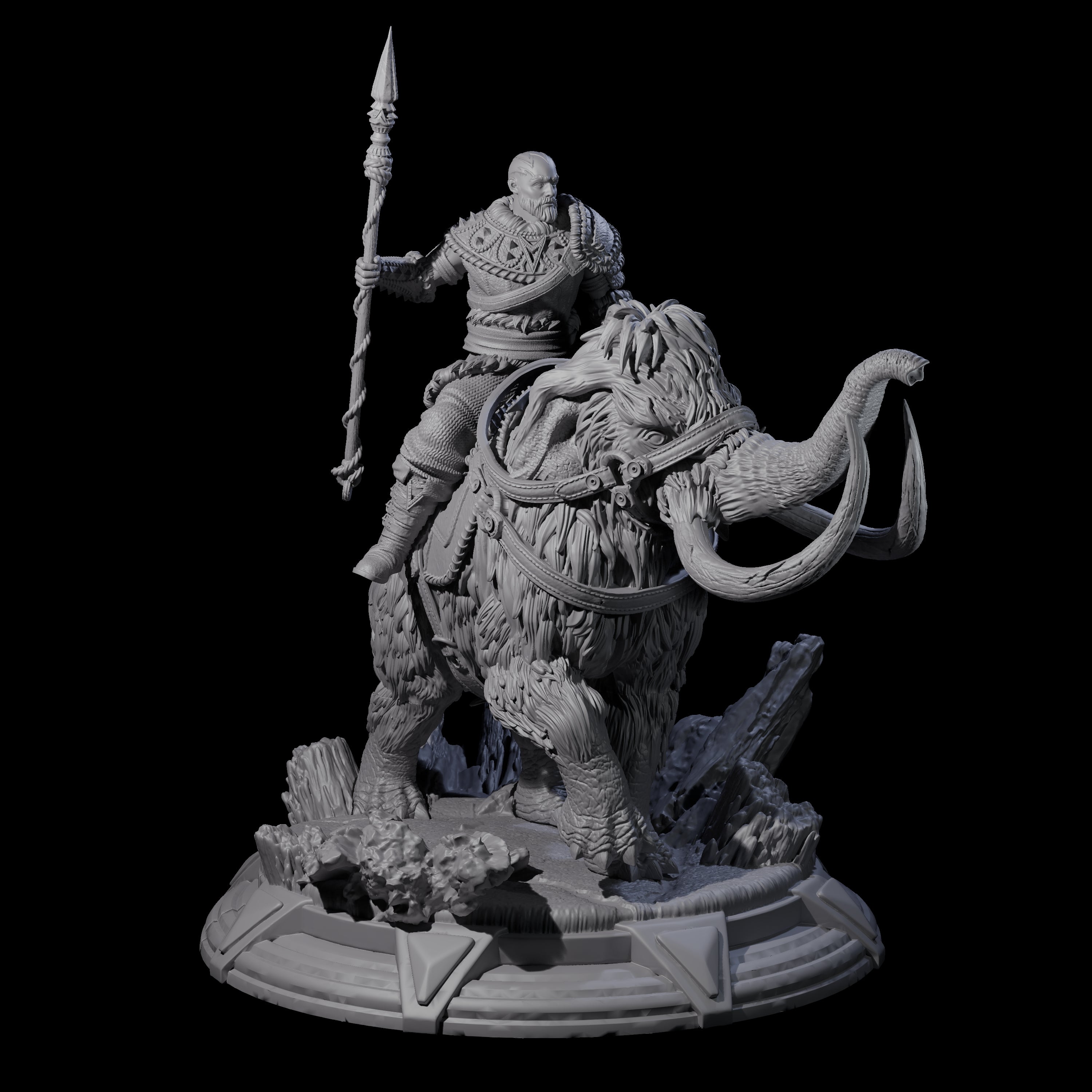 Wandering Tribesman on Wooly Mammoth Miniature for Dungeons and Dragons, Pathfinder or other TTRPGs