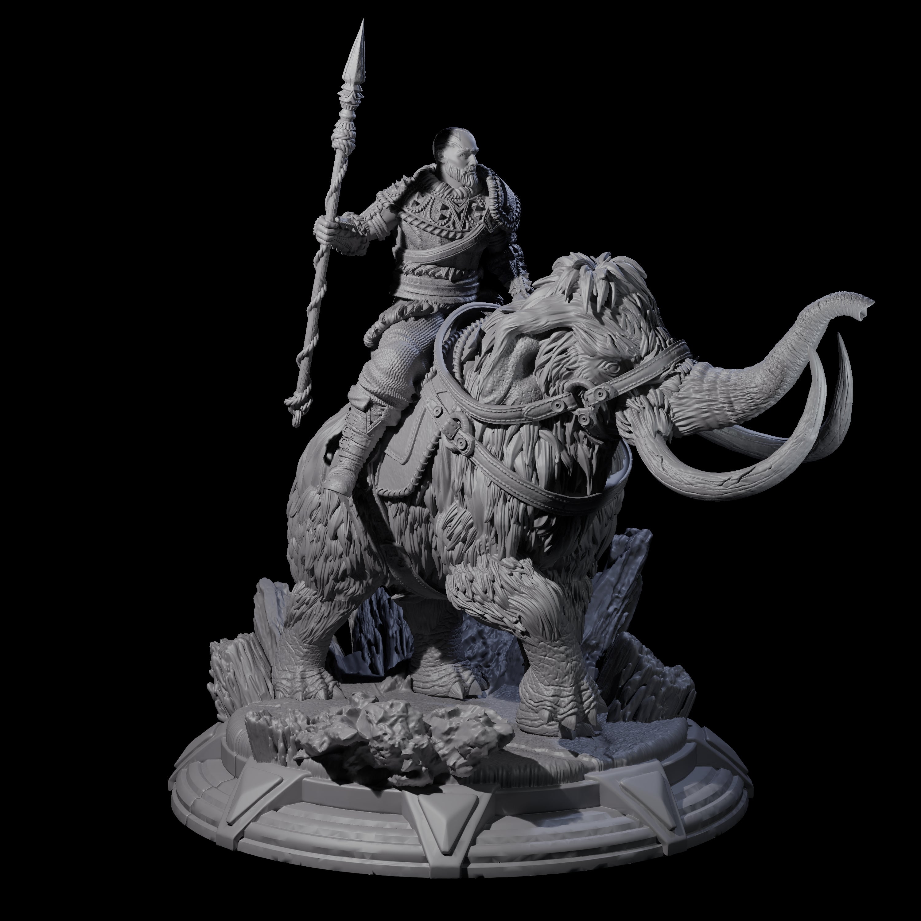 Wandering Tribesman on Wooly Mammoth Miniature for Dungeons and Dragons, Pathfinder or other TTRPGs