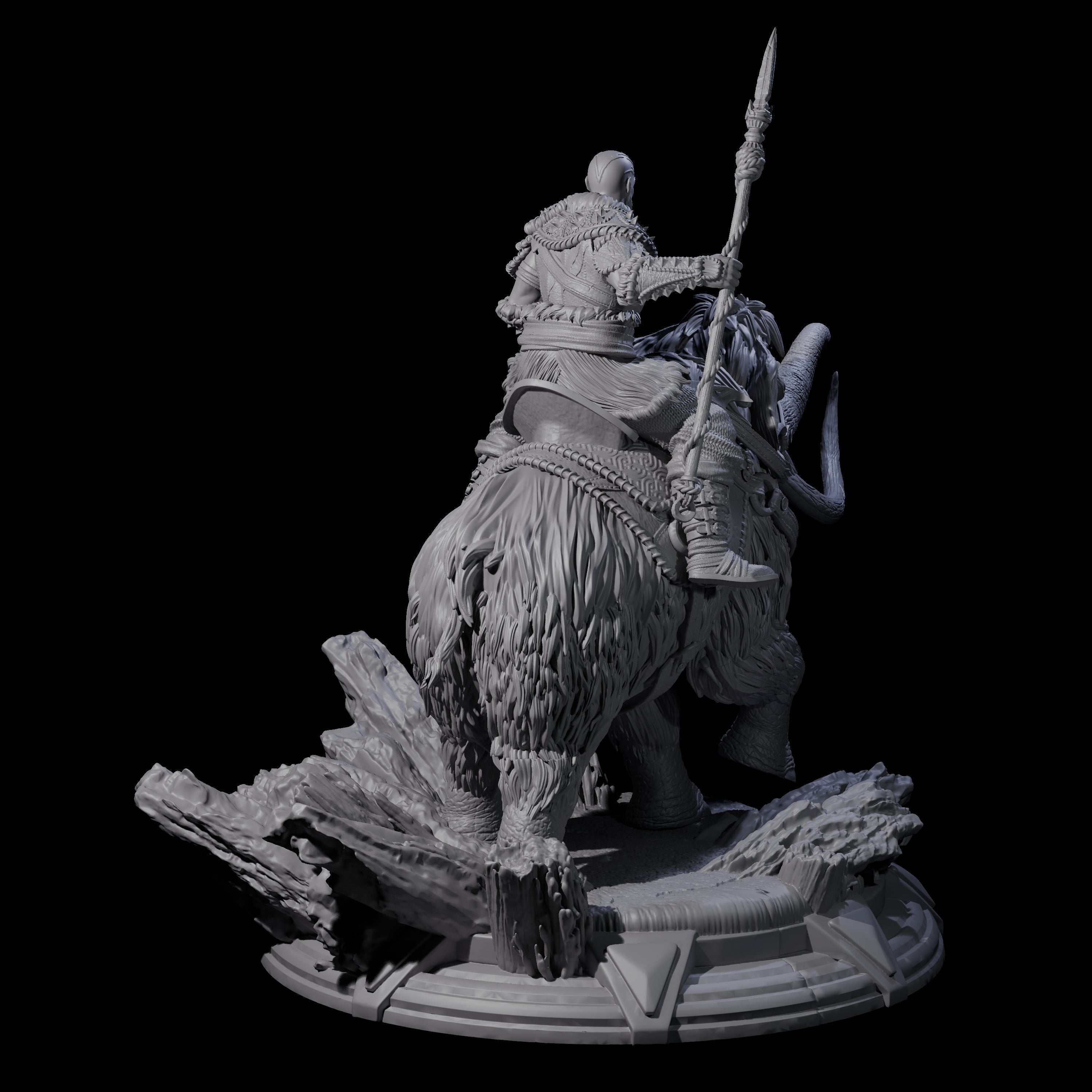 Wandering Tribesman on Wooly Mammoth Miniature for Dungeons and Dragons, Pathfinder or other TTRPGs