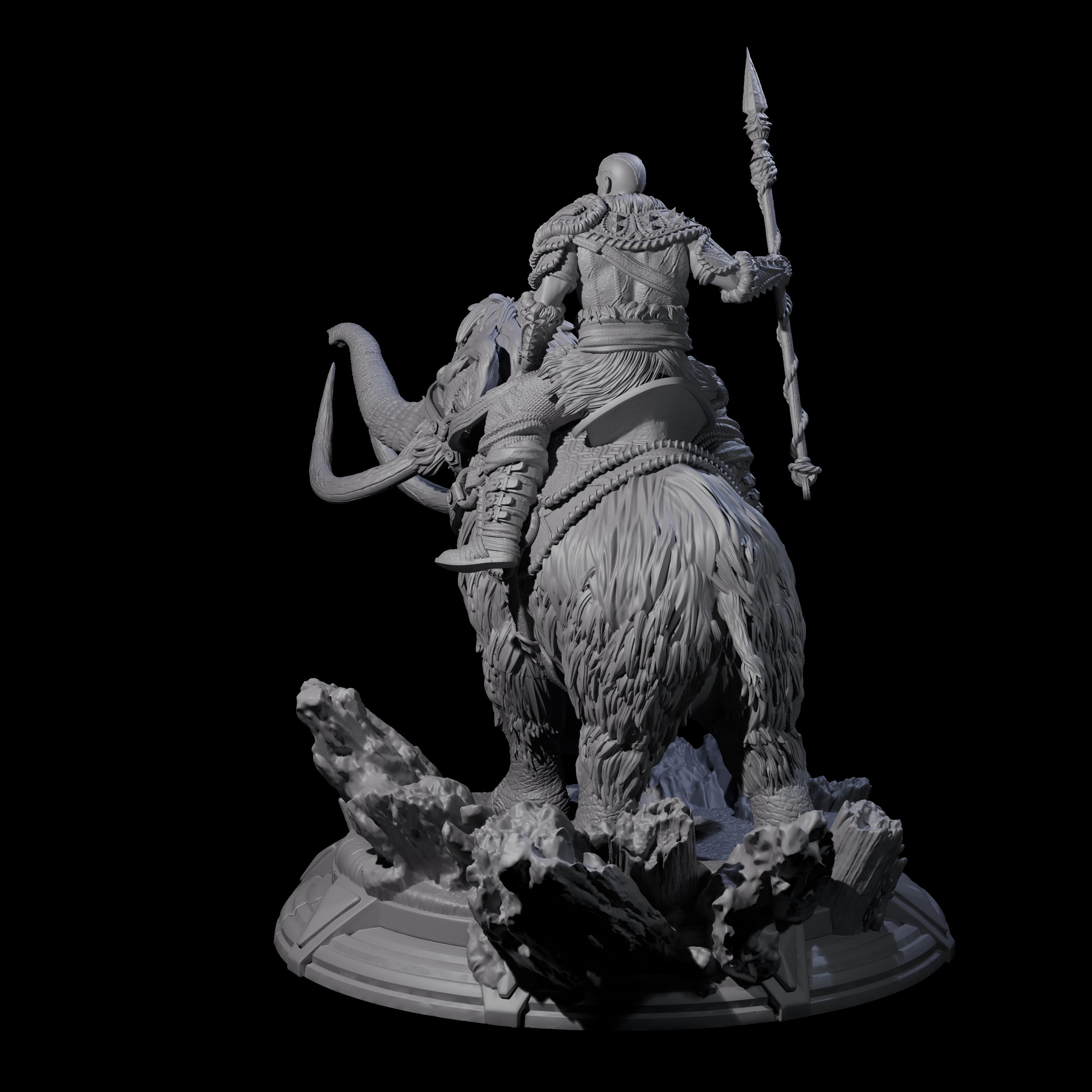 Wandering Tribesman on Wooly Mammoth Miniature for Dungeons and Dragons, Pathfinder or other TTRPGs