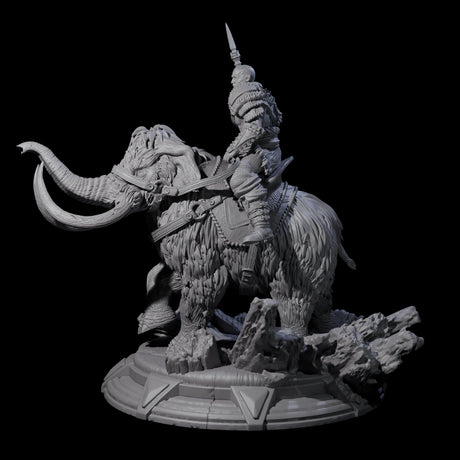 Wandering Tribesman on Wooly Mammoth Miniature for Dungeons and Dragons, Pathfinder or other TTRPGs