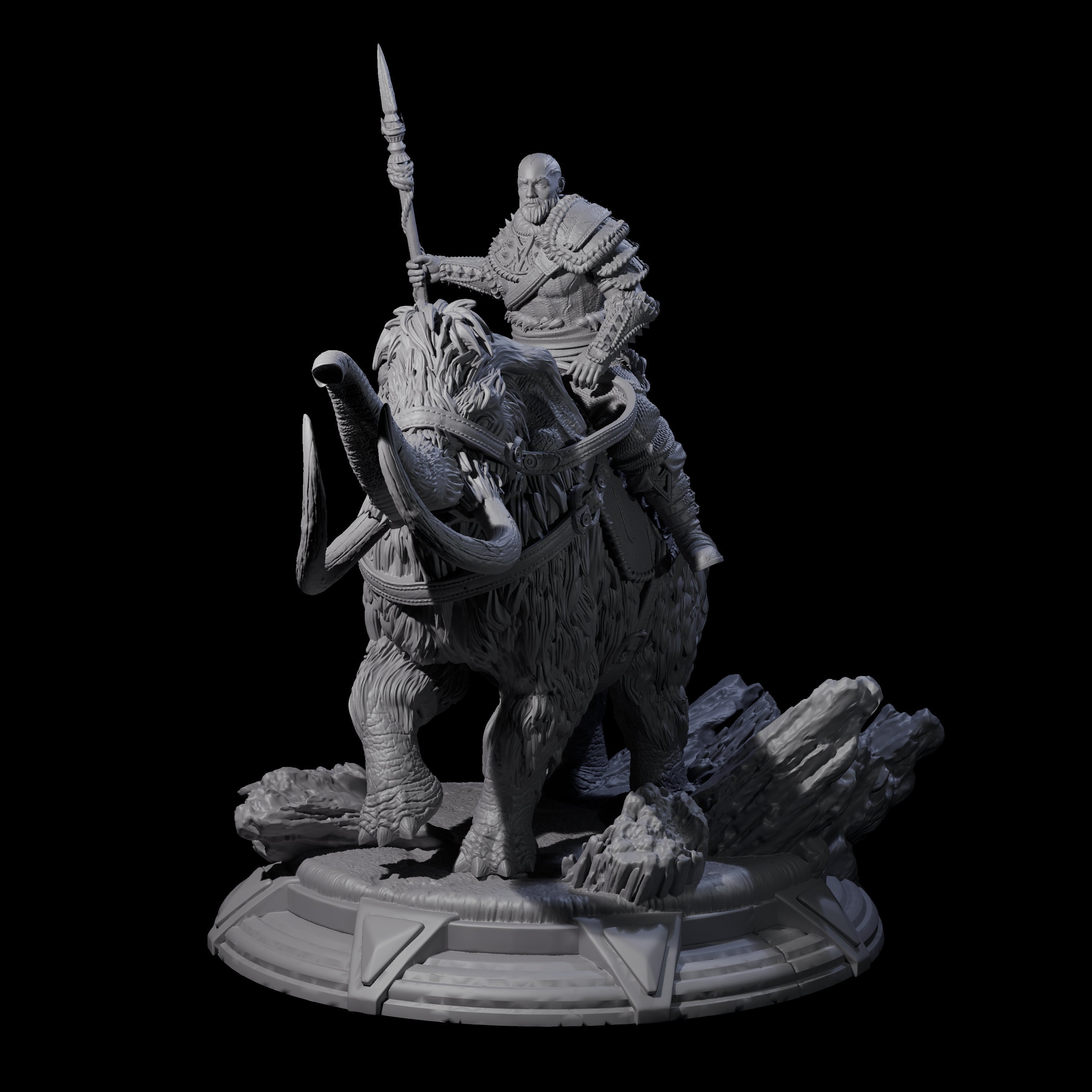 Wandering Tribesman on Wooly Mammoth Miniature for Dungeons and Dragons, Pathfinder or other TTRPGs