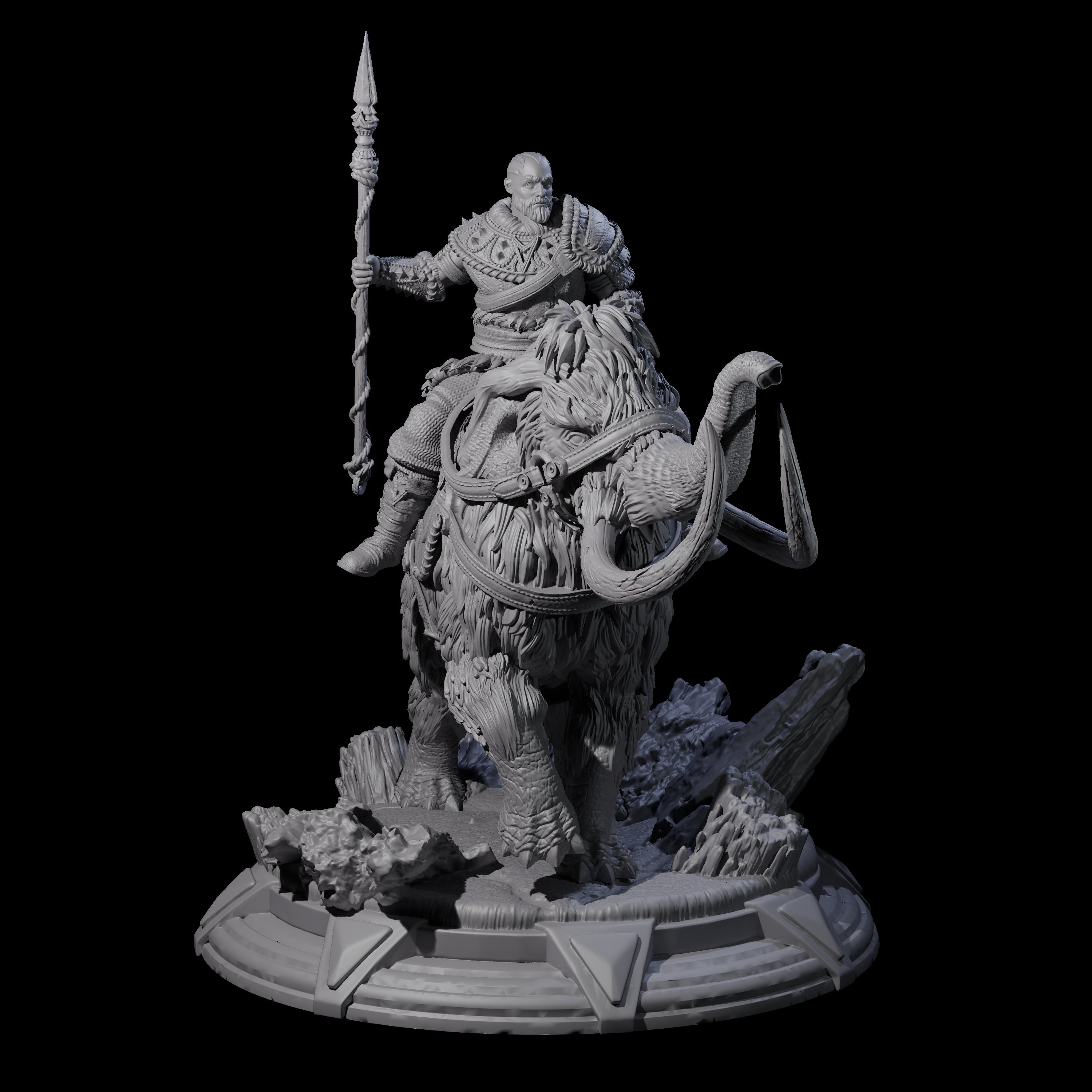 Wandering Tribesman on Wooly Mammoth Miniature for Dungeons and Dragons, Pathfinder or other TTRPGs