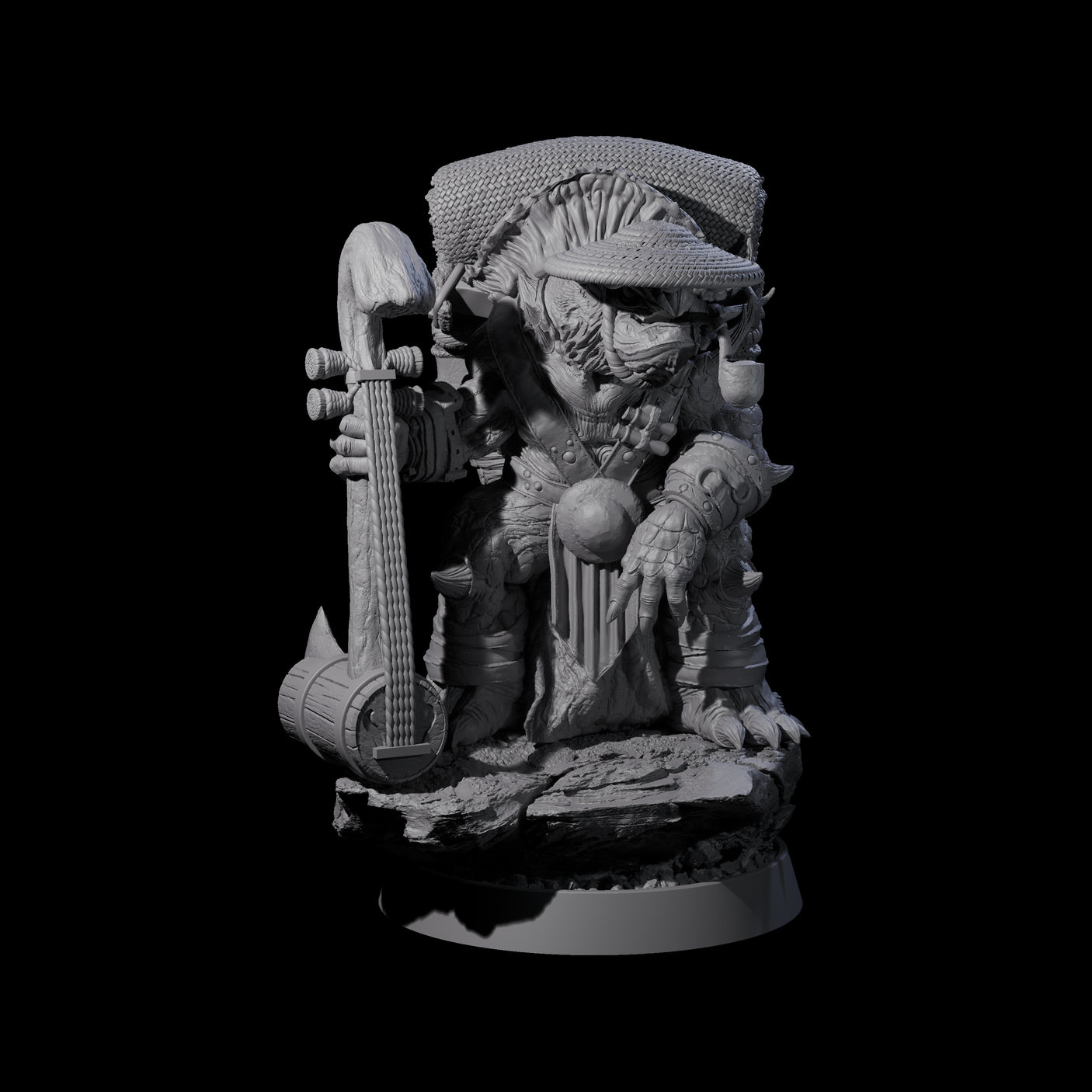 Warlike Tortle Tribe Miniature for Dungeons and Dragons, Pathfinder or other TTRPGs