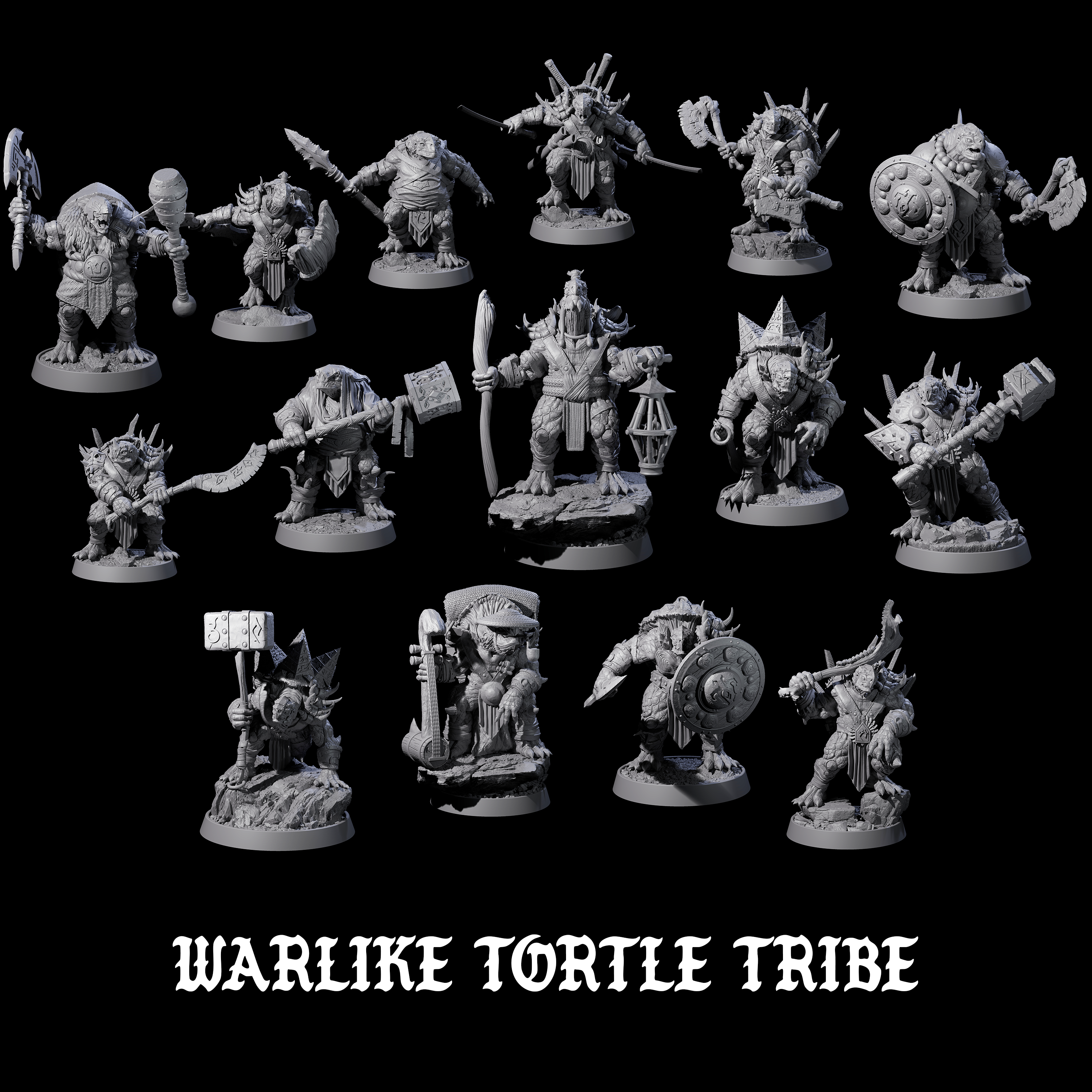 Warlike Tortle Tribe Miniature for Dungeons and Dragons, Pathfinder or other TTRPGs