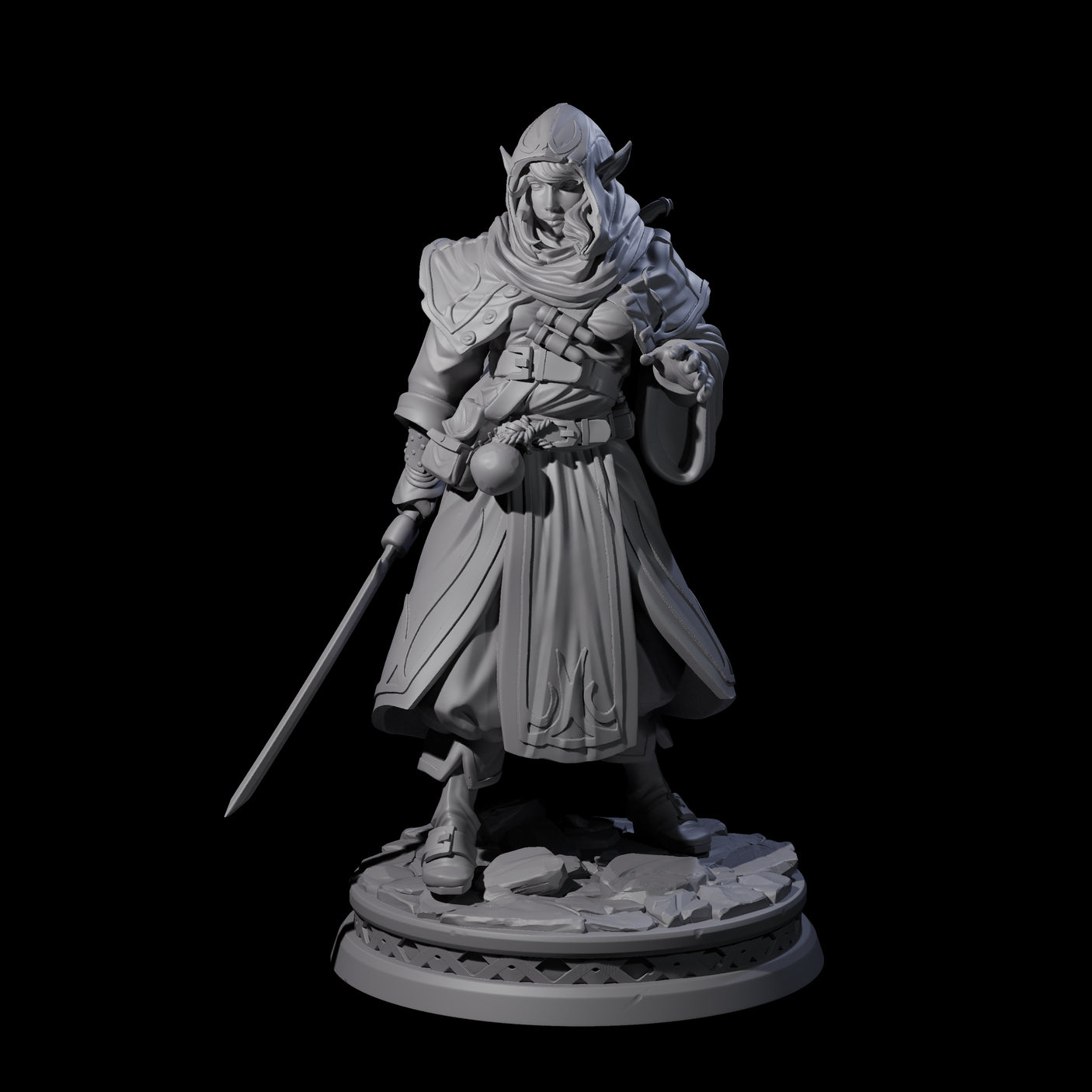 Wary Elf Traveller Miniature for Dungeons and Dragons, Pathfinder or other TTRPGs