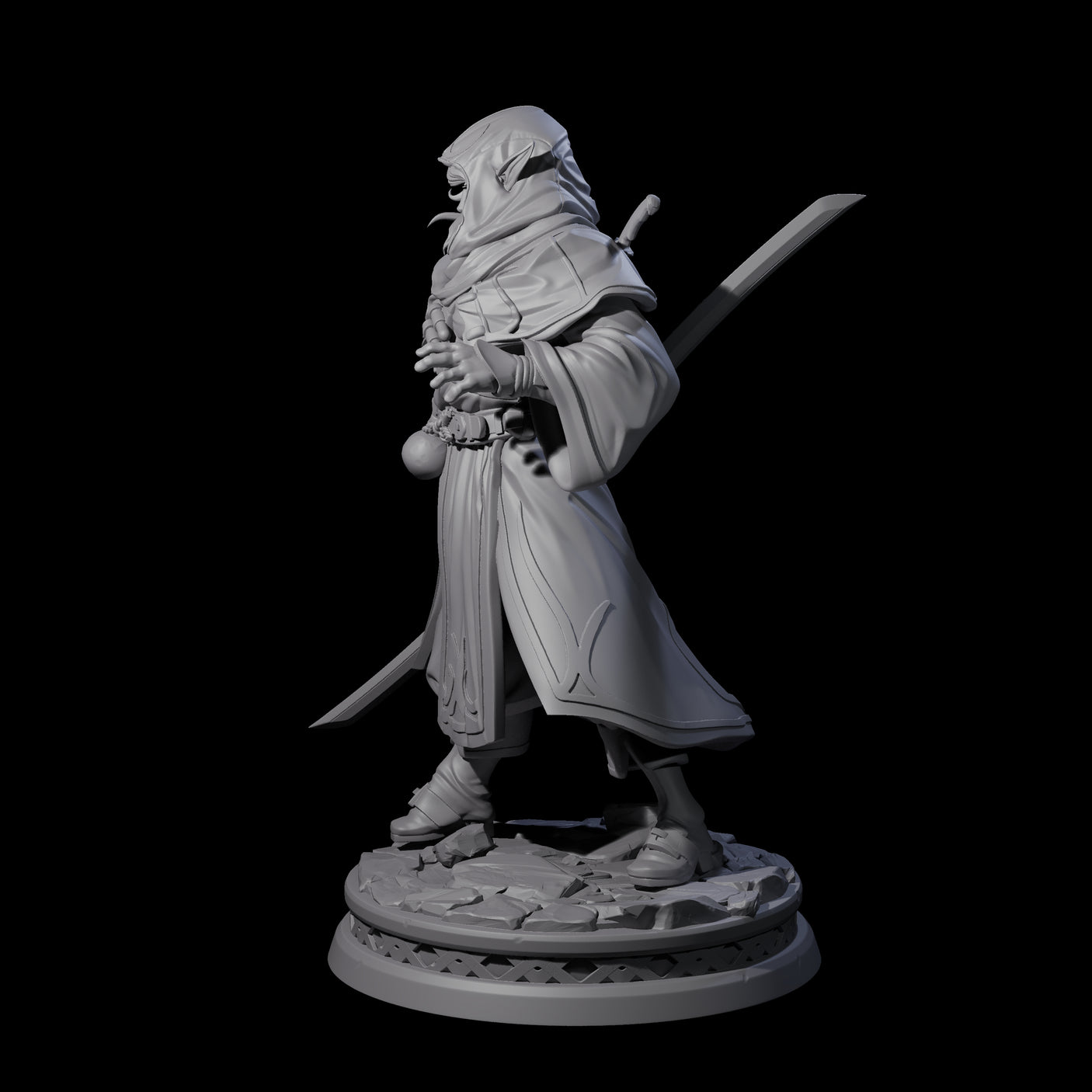 Wary Elf Traveller Miniature for Dungeons and Dragons, Pathfinder or other TTRPGs