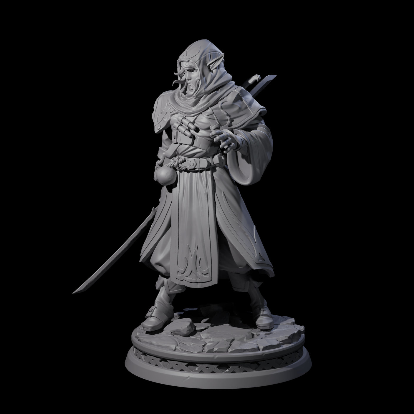 Wary Elf Traveller Miniature for Dungeons and Dragons, Pathfinder or other TTRPGs