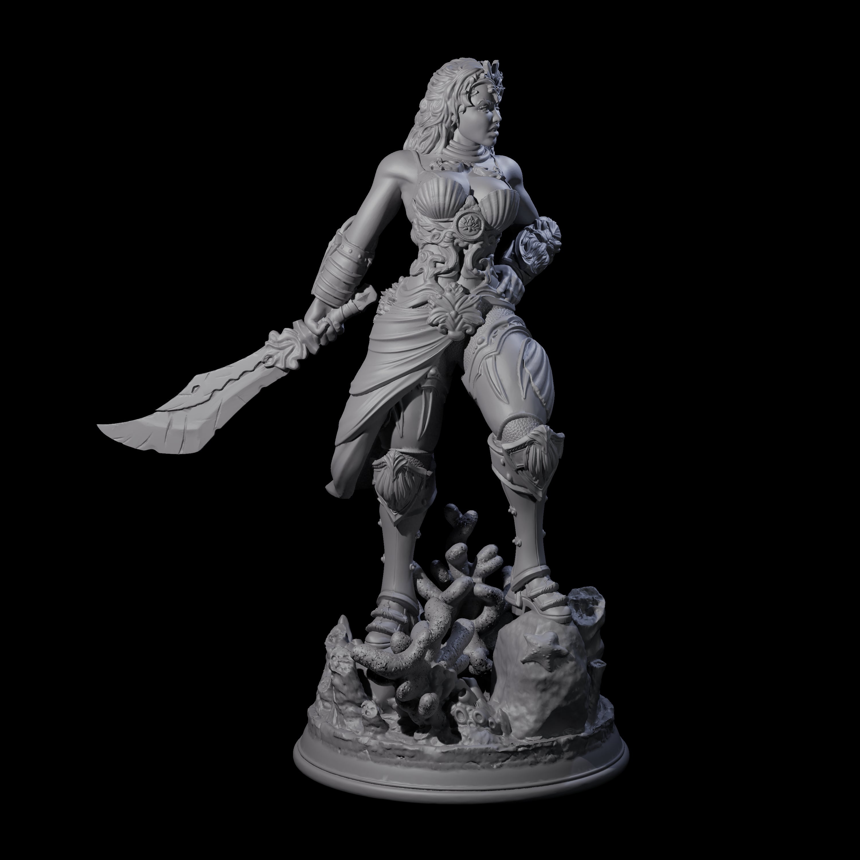 Water Magic Fighter Miniature for Dungeons and Dragons, Pathfinder or other TTRPGs