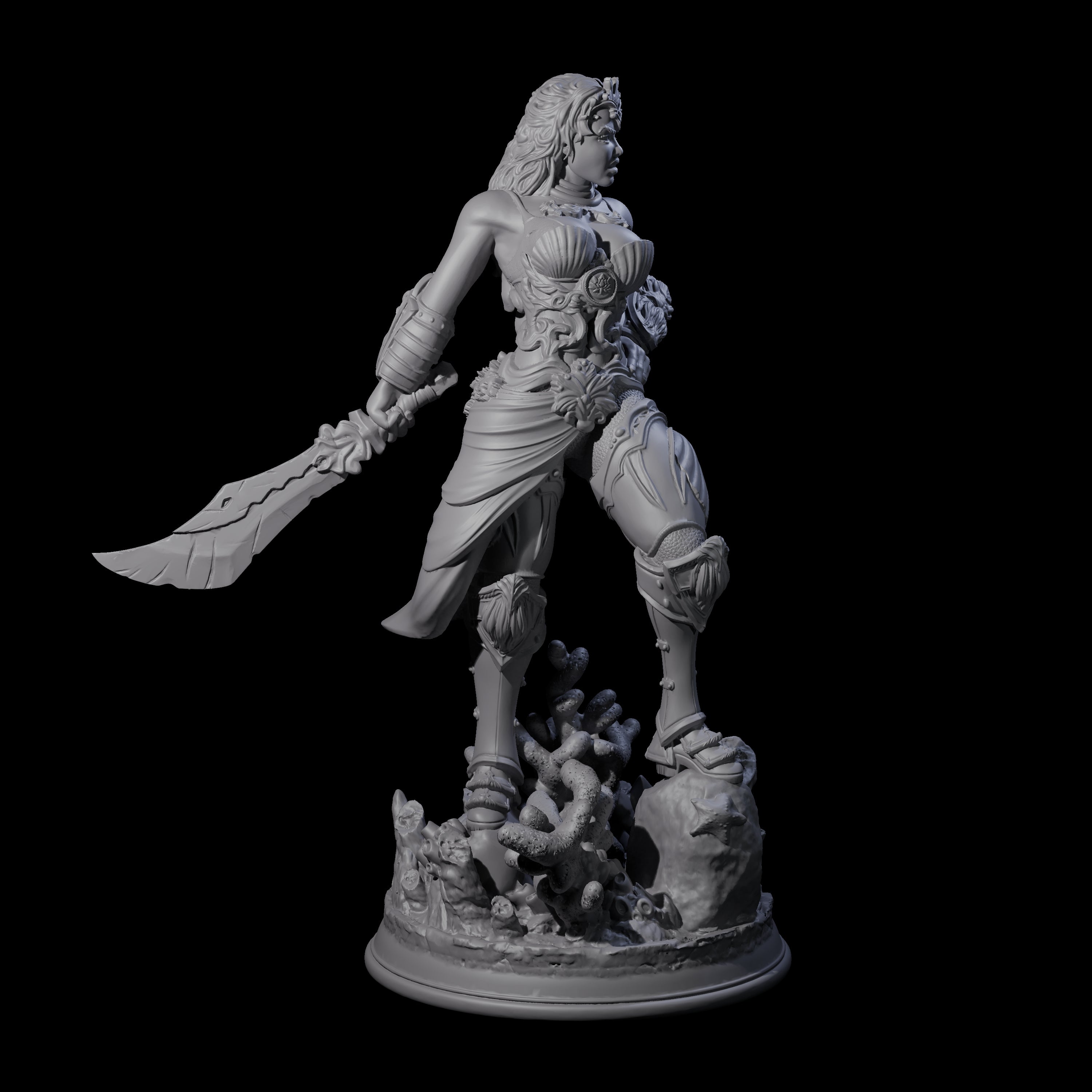 Water Magic Fighter Miniature for Dungeons and Dragons, Pathfinder or other TTRPGs