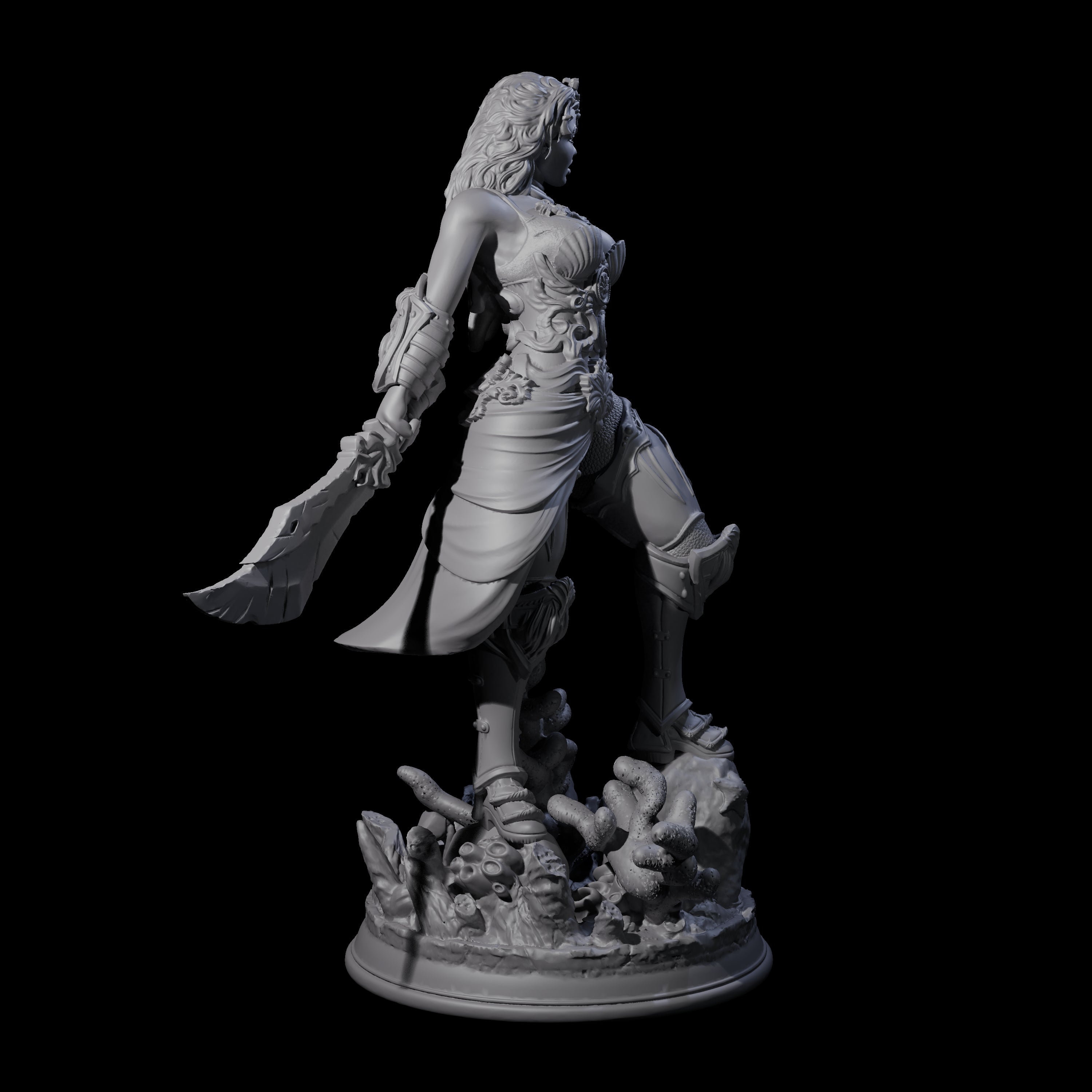 Water Magic Fighter Miniature for Dungeons and Dragons, Pathfinder or other TTRPGs