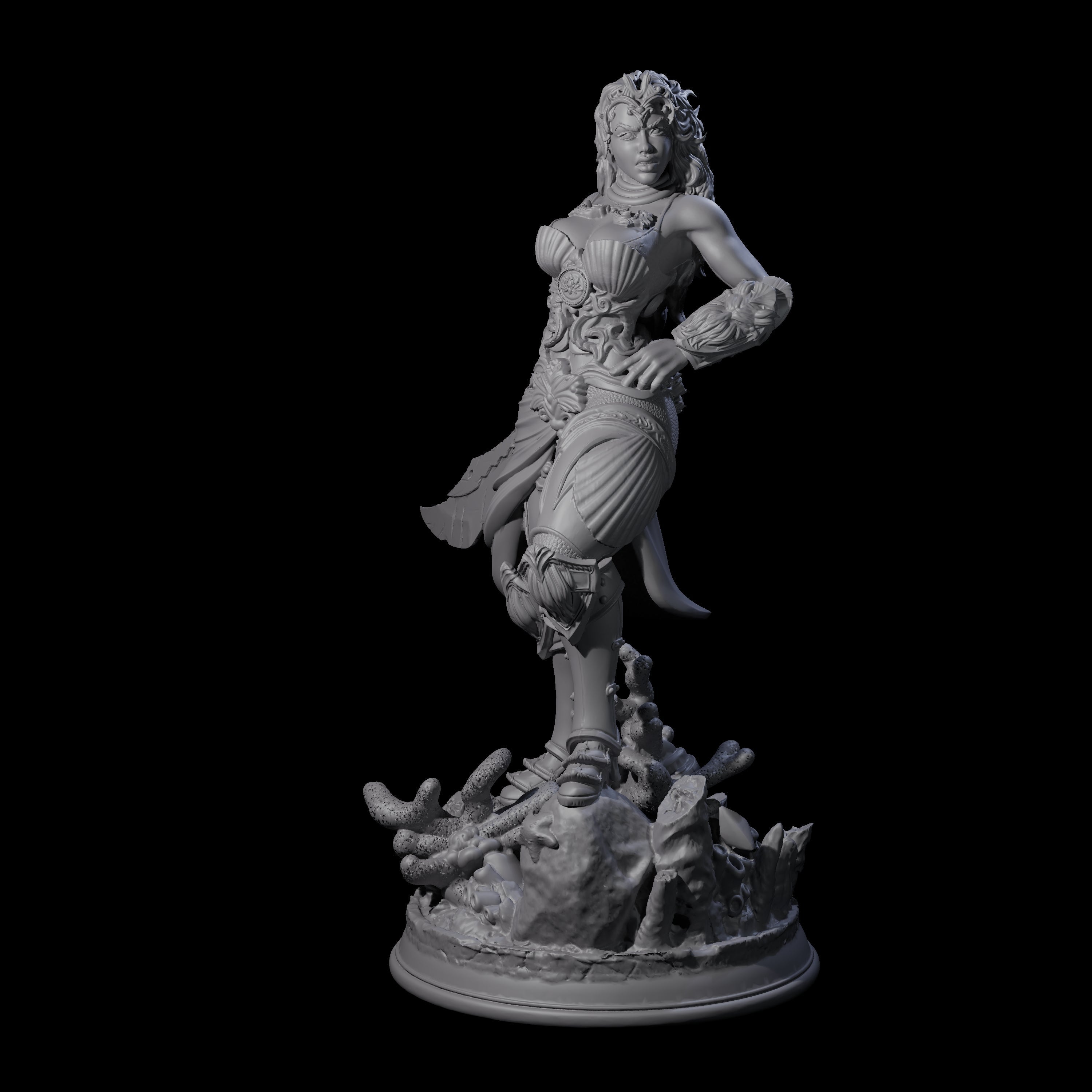 Water Magic Fighter Miniature for Dungeons and Dragons, Pathfinder or other TTRPGs