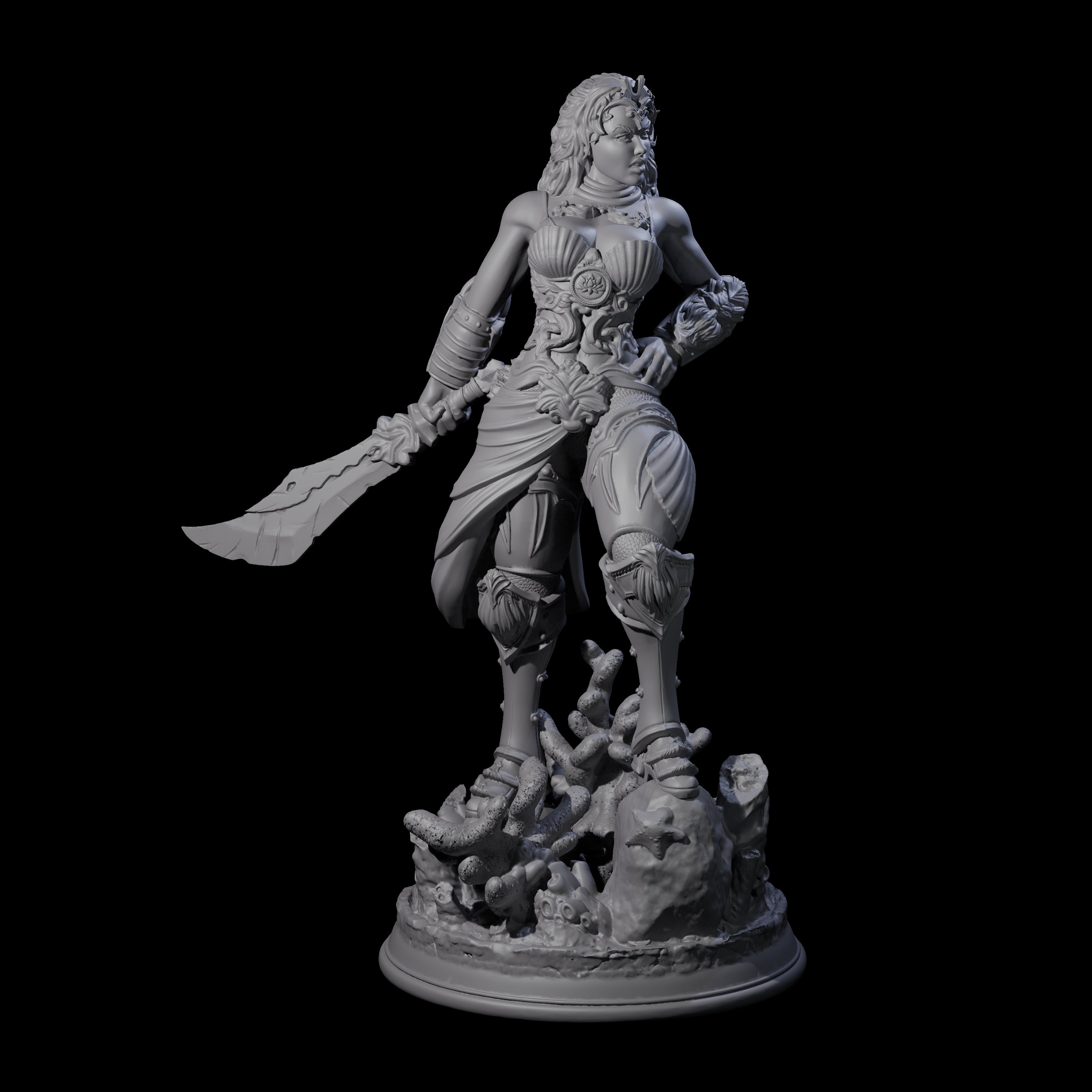 Water Magic Fighter Miniature for Dungeons and Dragons, Pathfinder or other TTRPGs