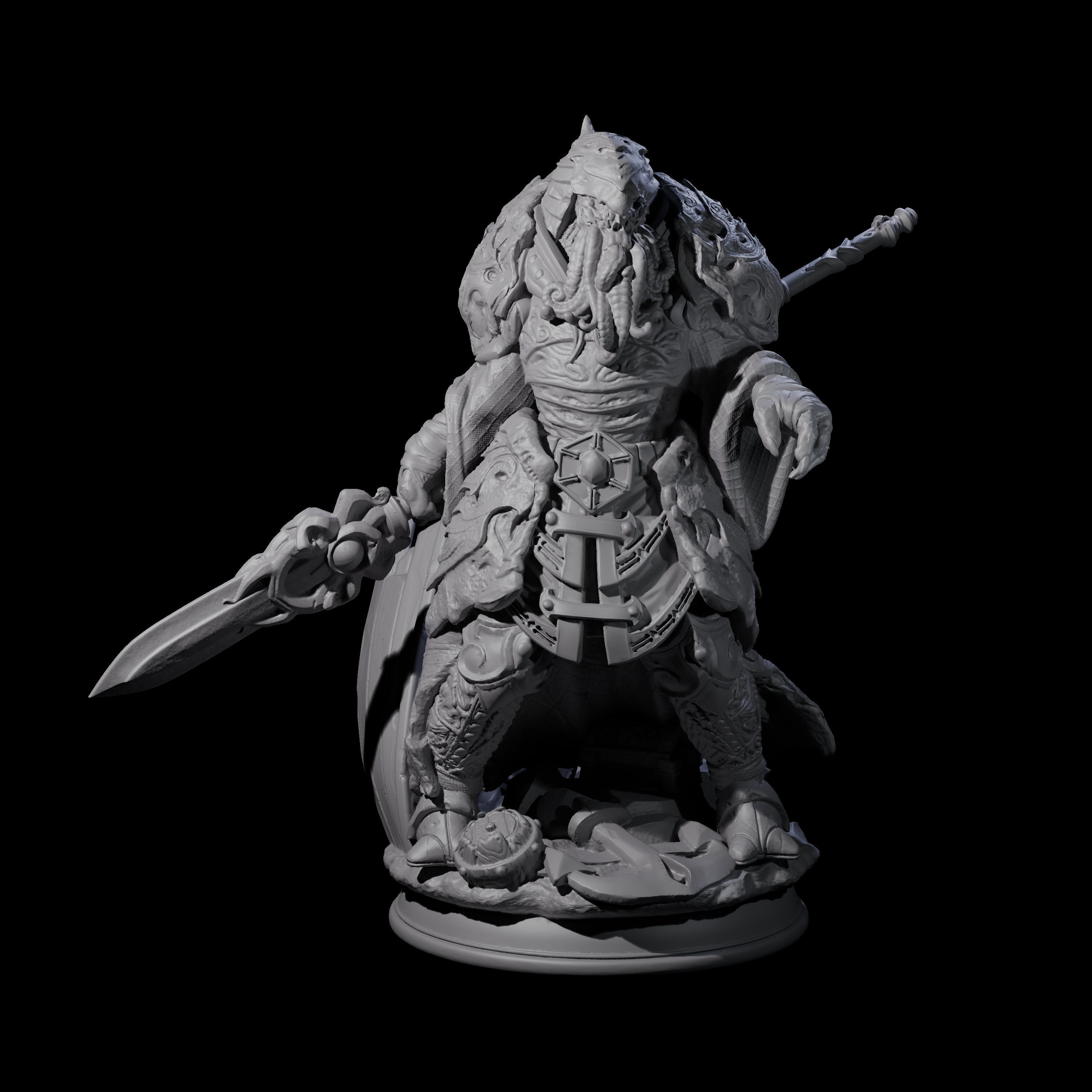 Waterlogged Mind Flayer Warrior Miniature for Dungeons and Dragons, Pathfinder or other TTRPGs