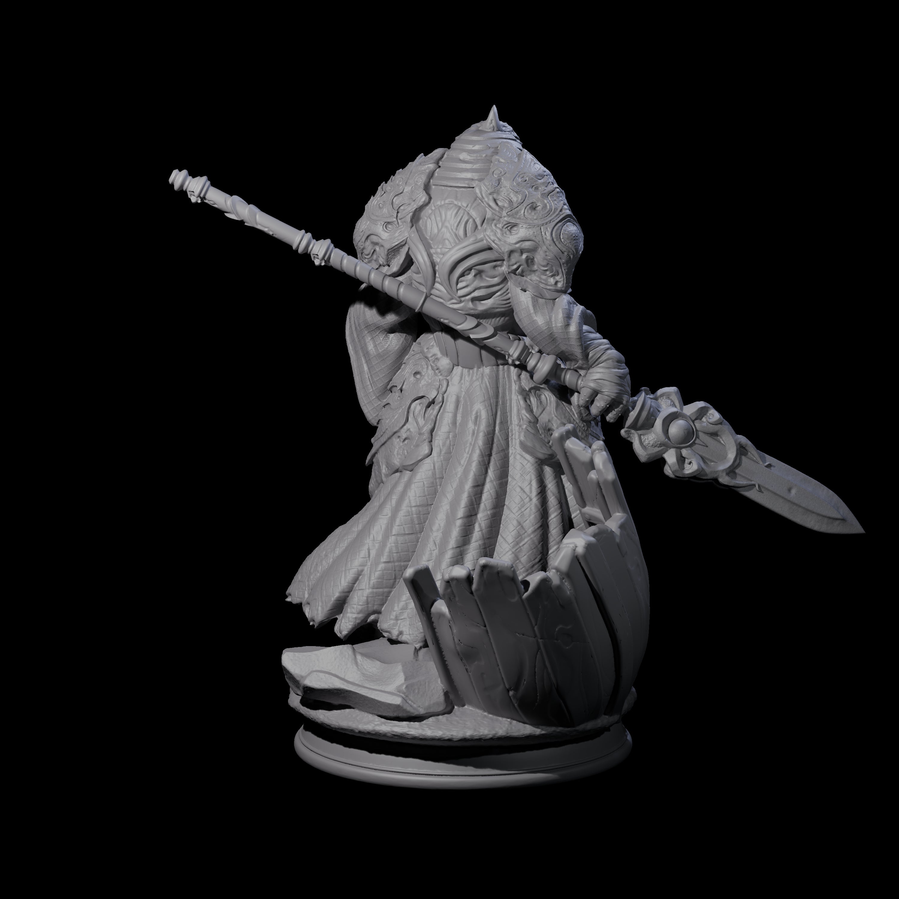 Waterlogged Mind Flayer Warrior Miniature for Dungeons and Dragons, Pathfinder or other TTRPGs