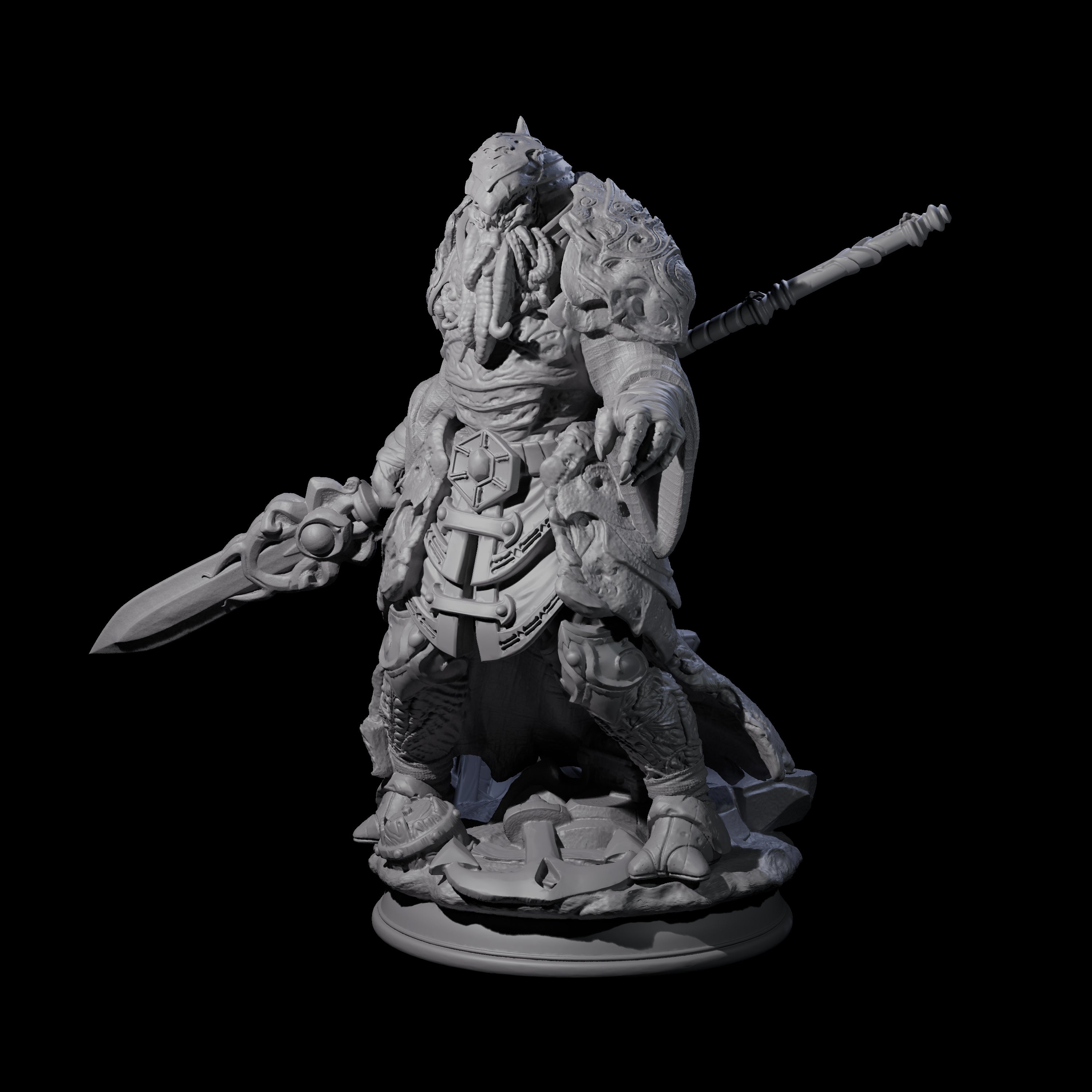 Waterlogged Mind Flayer Warrior Miniature for Dungeons and Dragons, Pathfinder or other TTRPGs