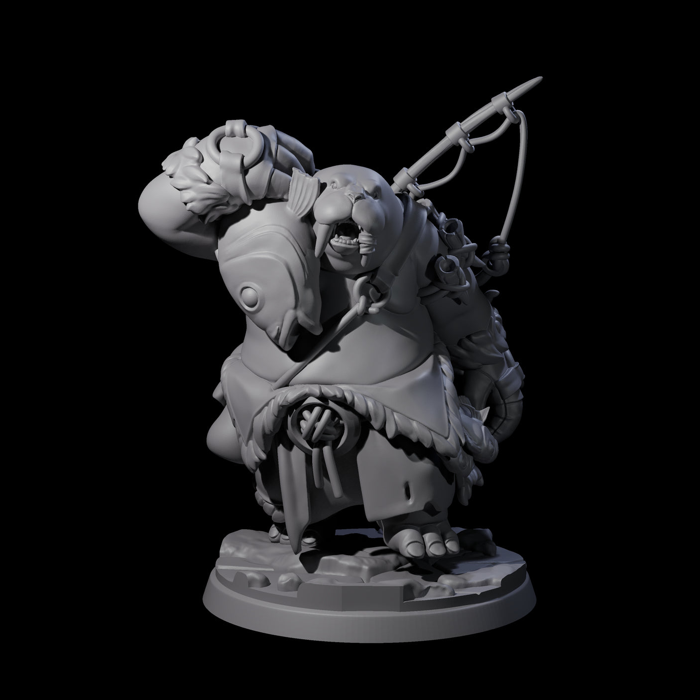 Weathered Walrus Fisherman Miniature for Dungeons and Dragons, Pathfinder or other TTRPGs