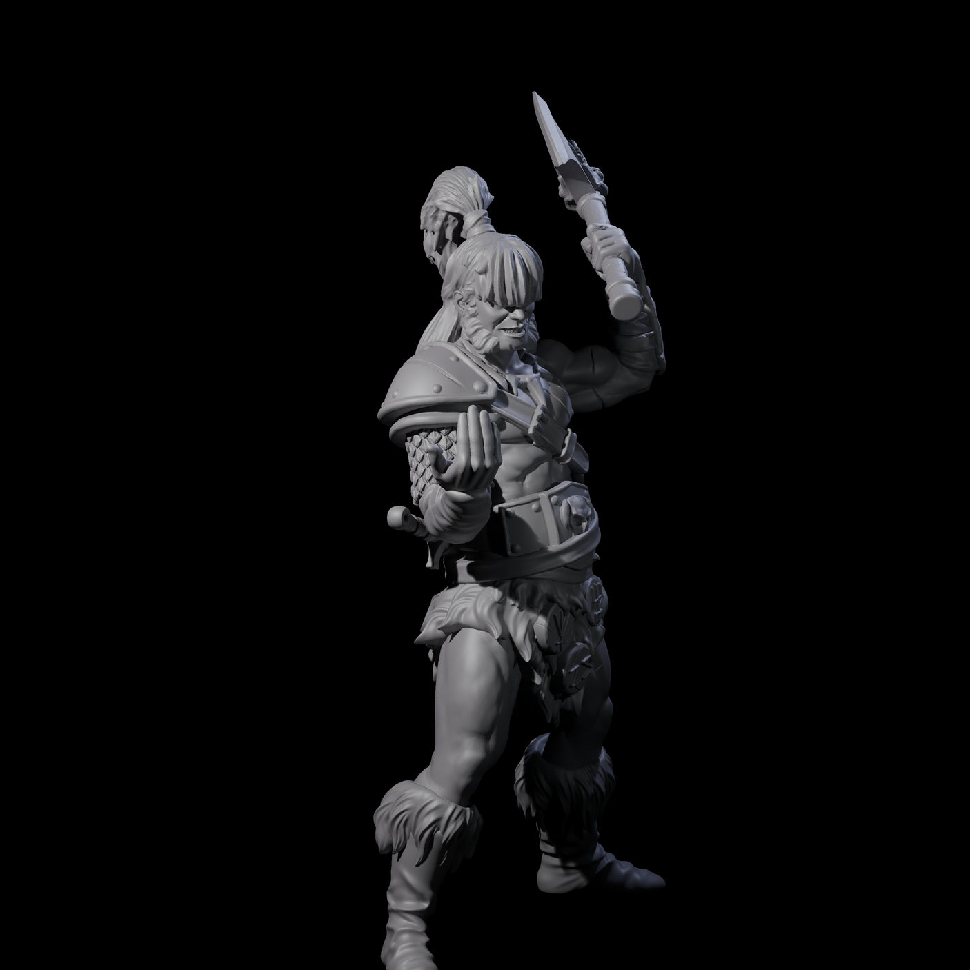 Weird Hair Human Barbarian Miniature for Dungeons and Dragons, Pathfinder or other TTRPGs