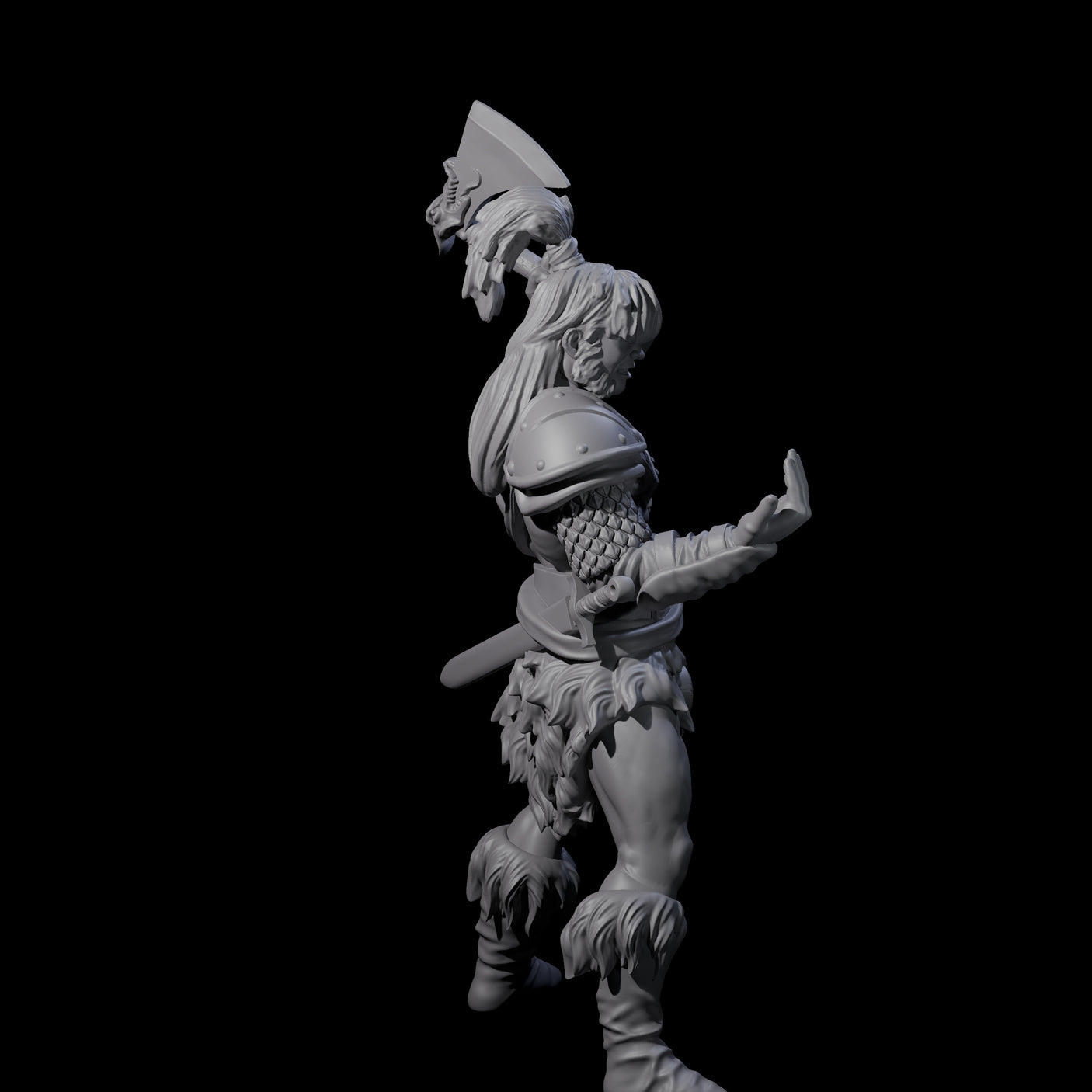 Weird Hair Human Barbarian Miniature for Dungeons and Dragons, Pathfinder or other TTRPGs