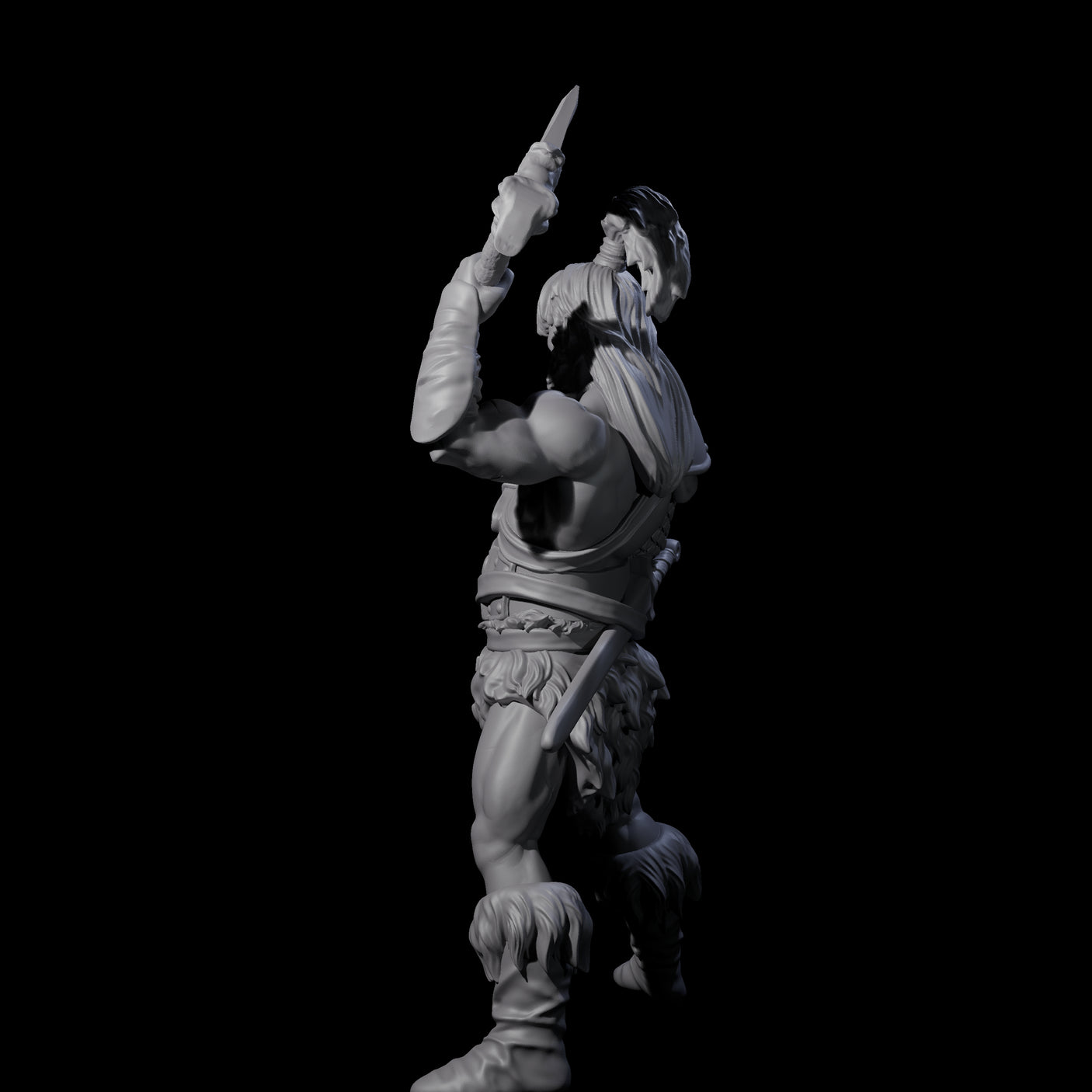 Weird Hair Human Barbarian Miniature for Dungeons and Dragons, Pathfinder or other TTRPGs