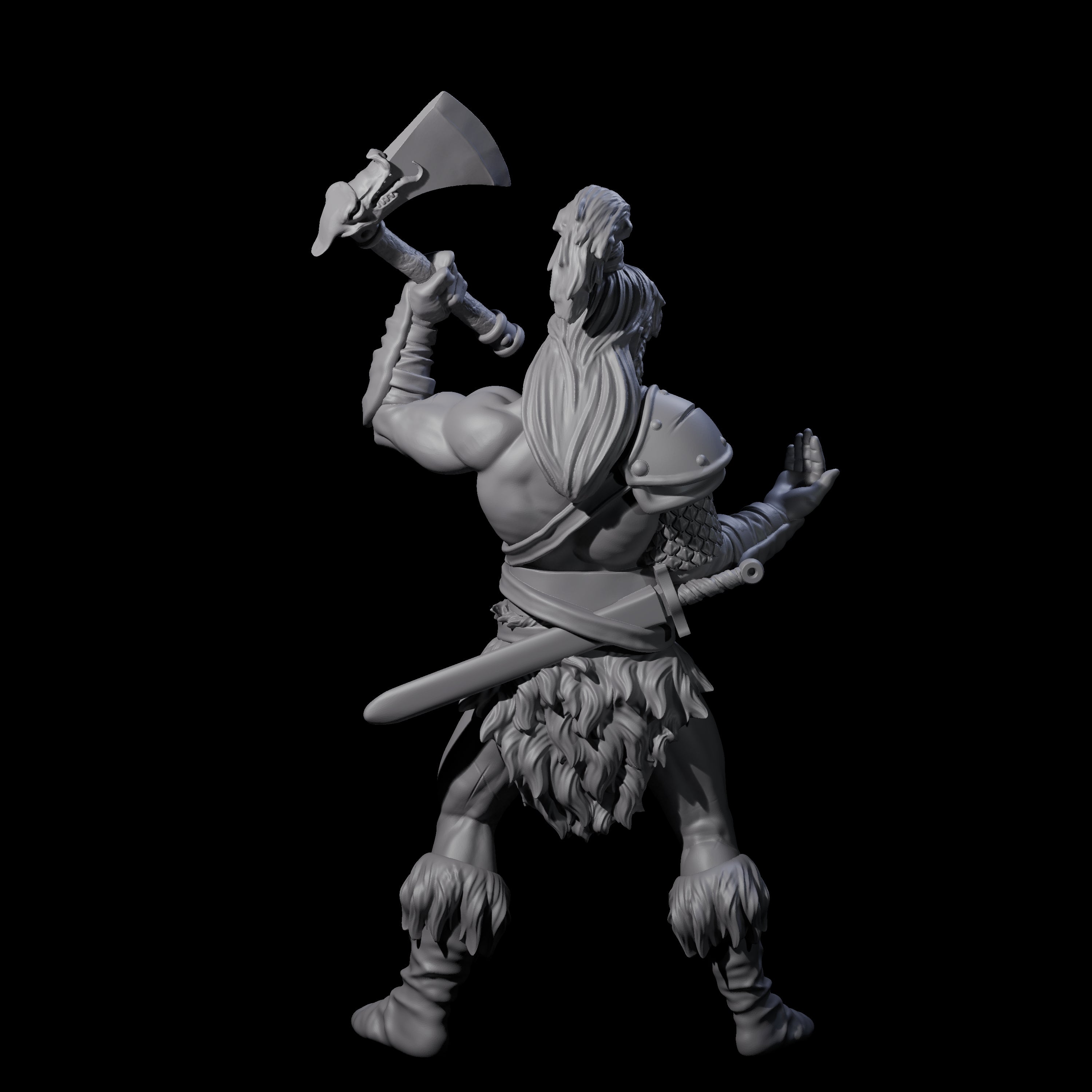 Weird Hair Human Barbarian Miniature for Dungeons and Dragons, Pathfinder or other TTRPGs