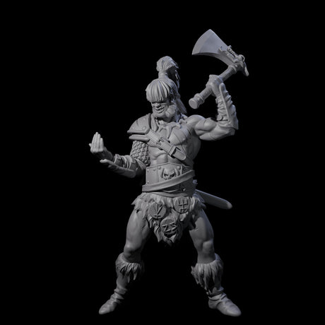 Weird Hair Human Barbarian Miniature for Dungeons and Dragons, Pathfinder or other TTRPGs