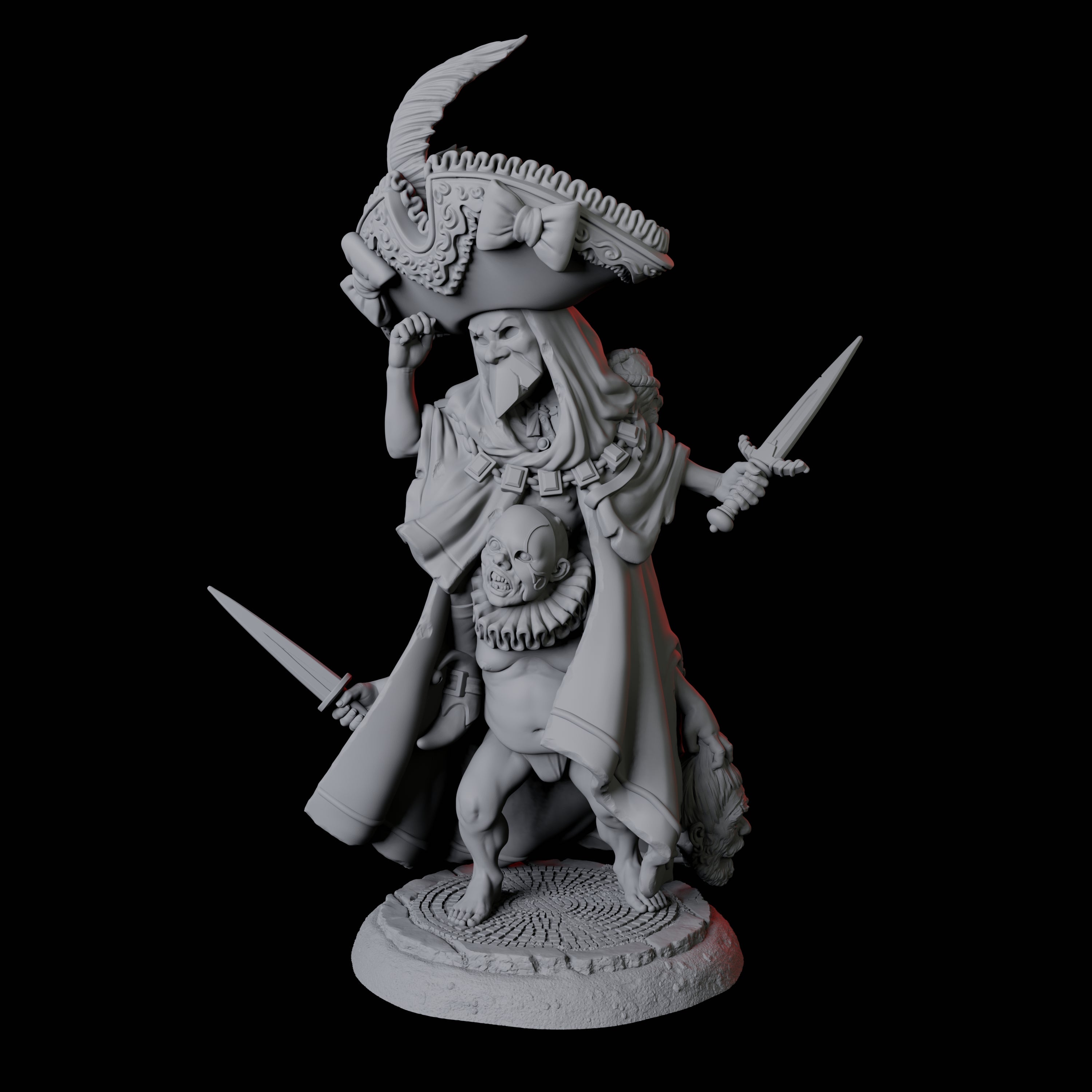 Weird Halfling Jester Pair A Miniature for Dungeons and Dragons, Pathfinder or other TTRPGs