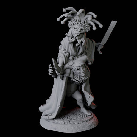 Weird Halfling Jester Pair B Miniature for Dungeons and Dragons, Pathfinder or other TTRPGs