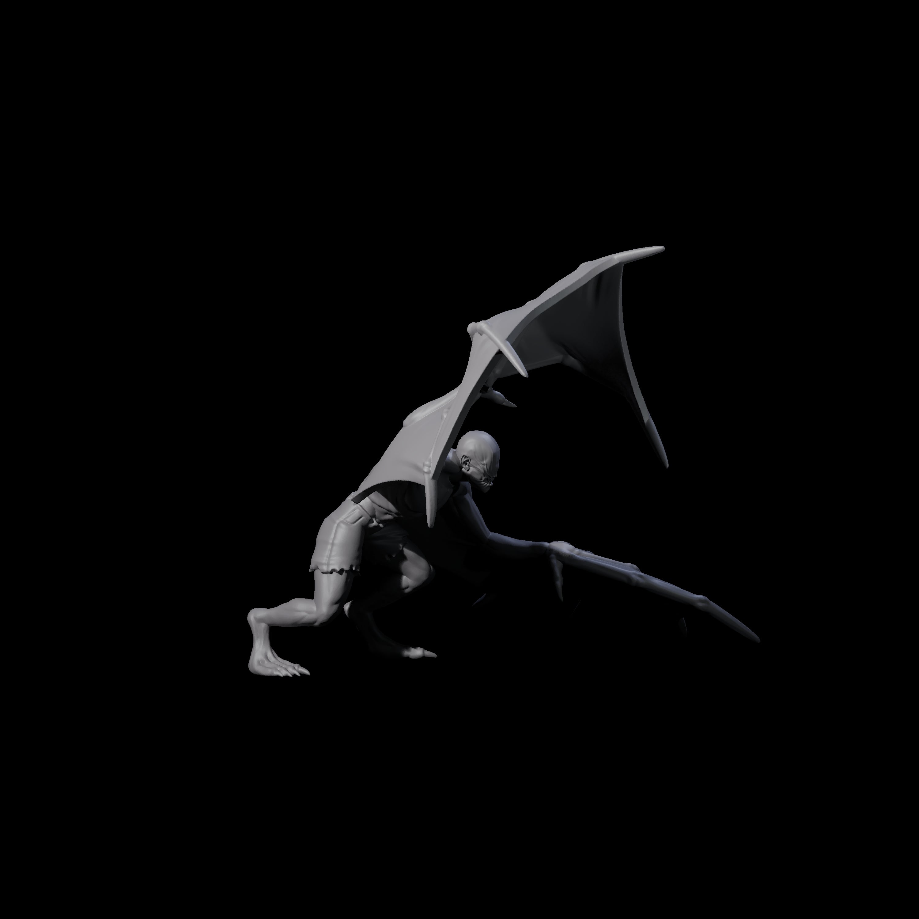 Weird War German Flapping Vampire Spawn A Miniature for Dungeons and Dragons, Pathfinder or other TTRPGs