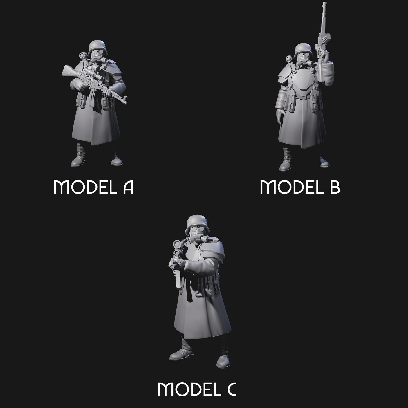 Weird War German Masked Commandos Miniature for Dungeons and Dragons, Pathfinder or other TTRPGs