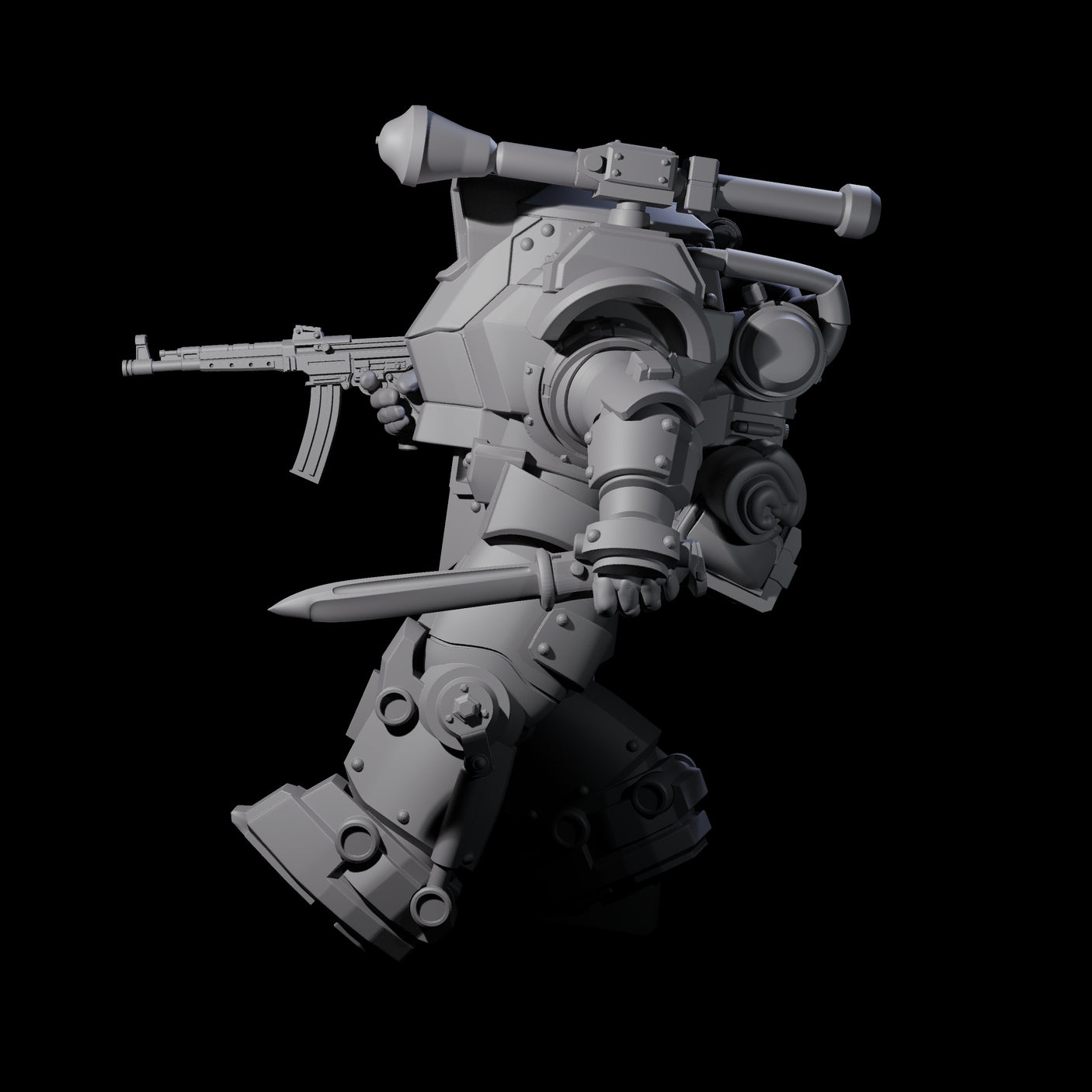 Weird War Mech Suited German Exo-Trooper A Miniature for Dungeons and Dragons, Pathfinder or other TTRPGs