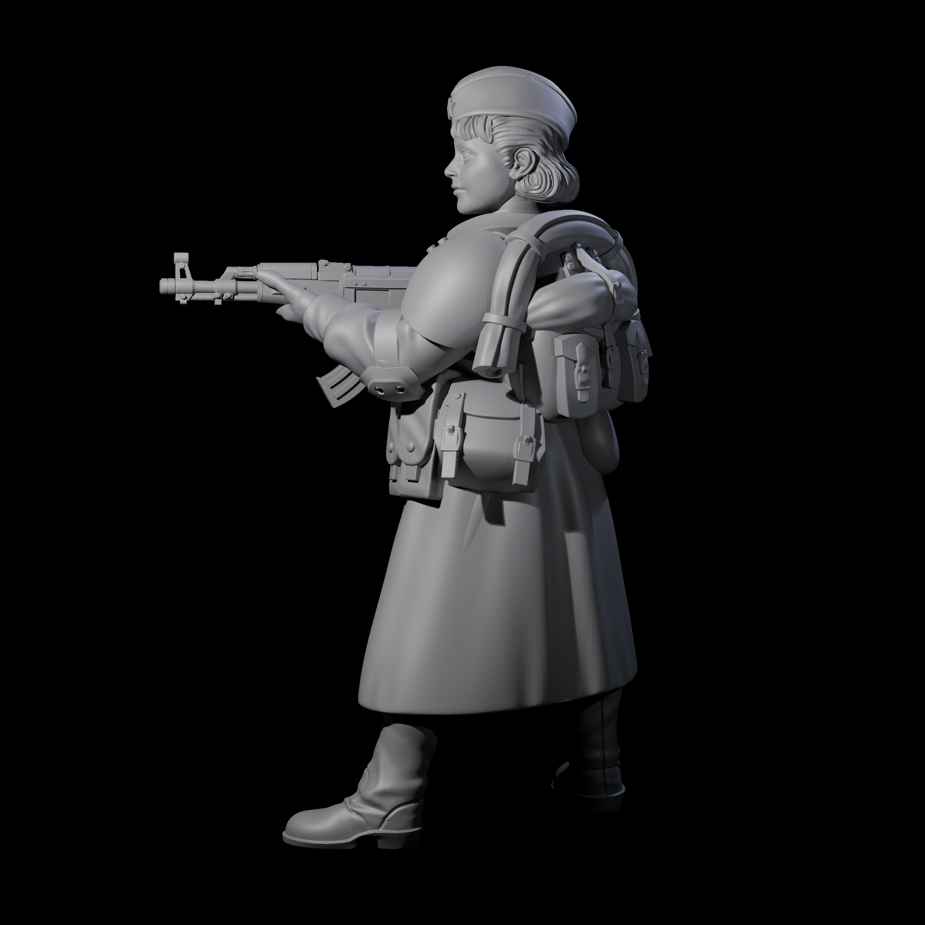 Weird War Soviet AK47 Fighting War Maiden A Miniature for Dungeons and Dragons, Pathfinder or other TTRPGs