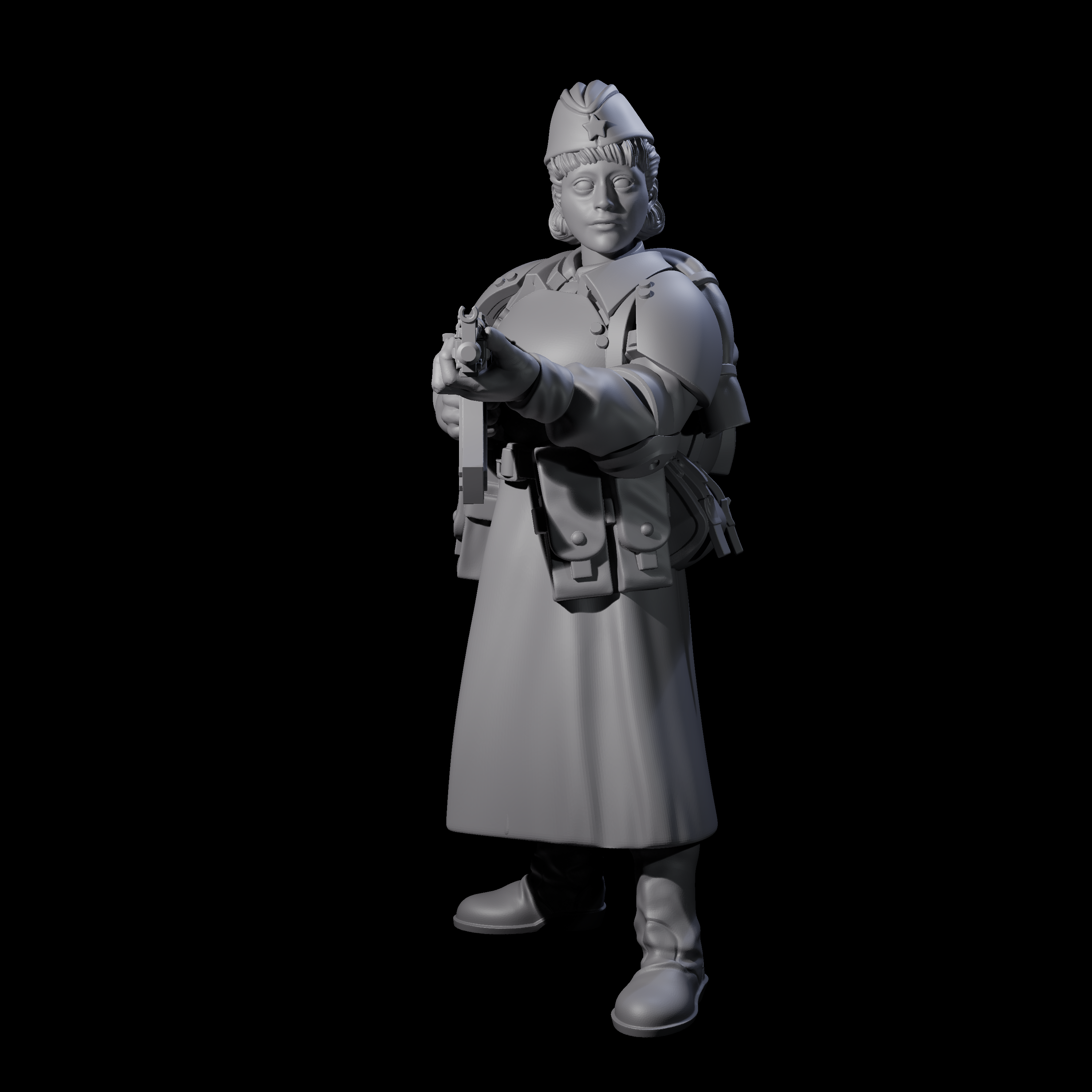 Weird War Soviet AK47 Fighting War Maiden A Miniature for Dungeons and Dragons, Pathfinder or other TTRPGs