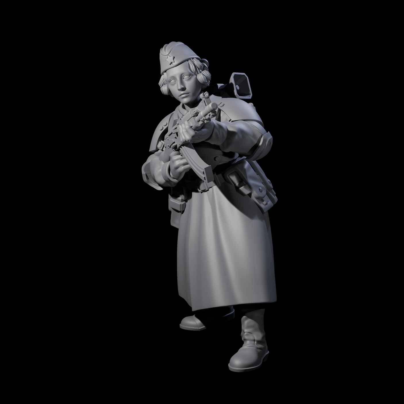 Weird War Soviet AK47 Fighting War Maiden B Miniature for Dungeons and Dragons, Pathfinder or other TTRPGs