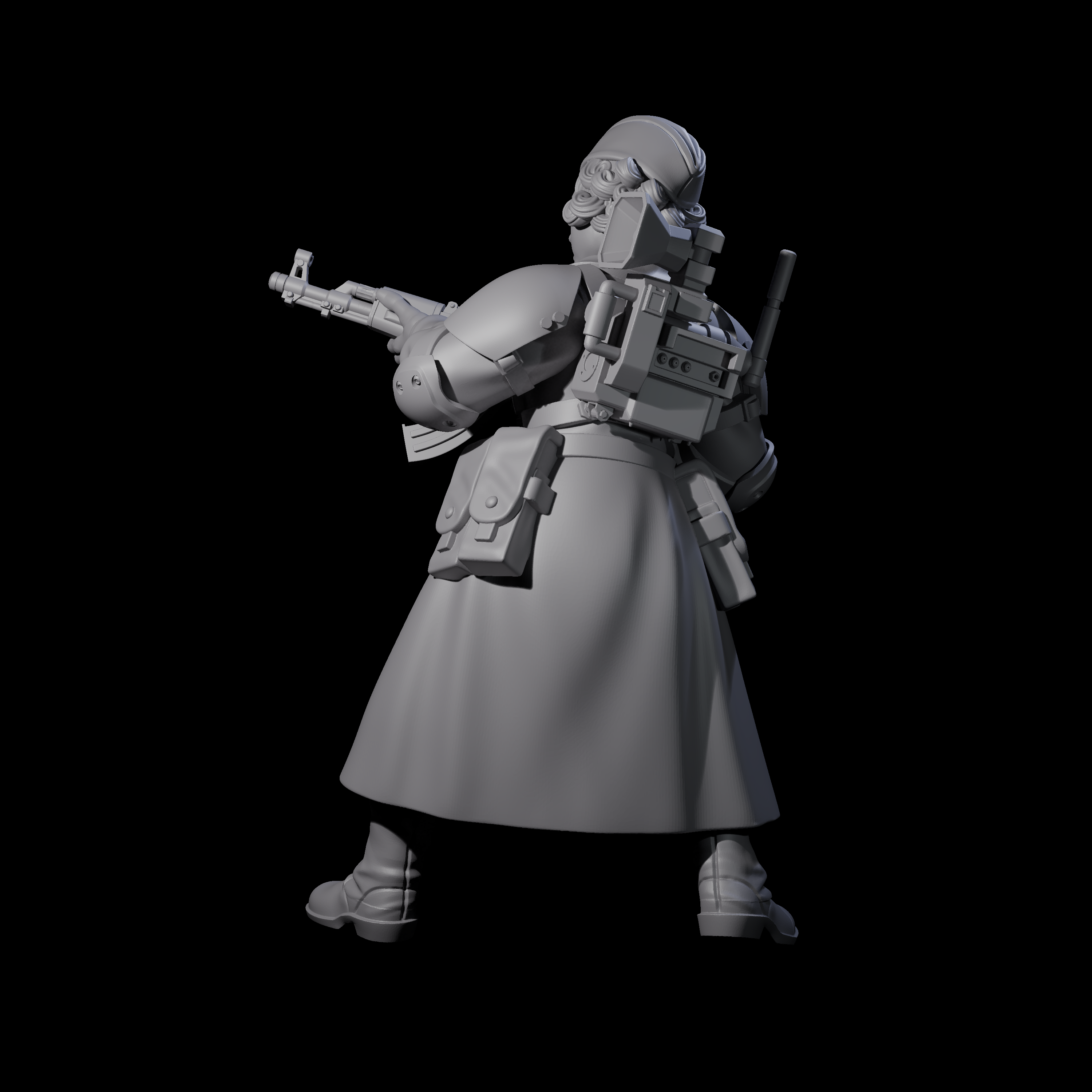 Weird War Soviet AK47 Fighting War Maiden B Miniature for Dungeons and Dragons, Pathfinder or other TTRPGs