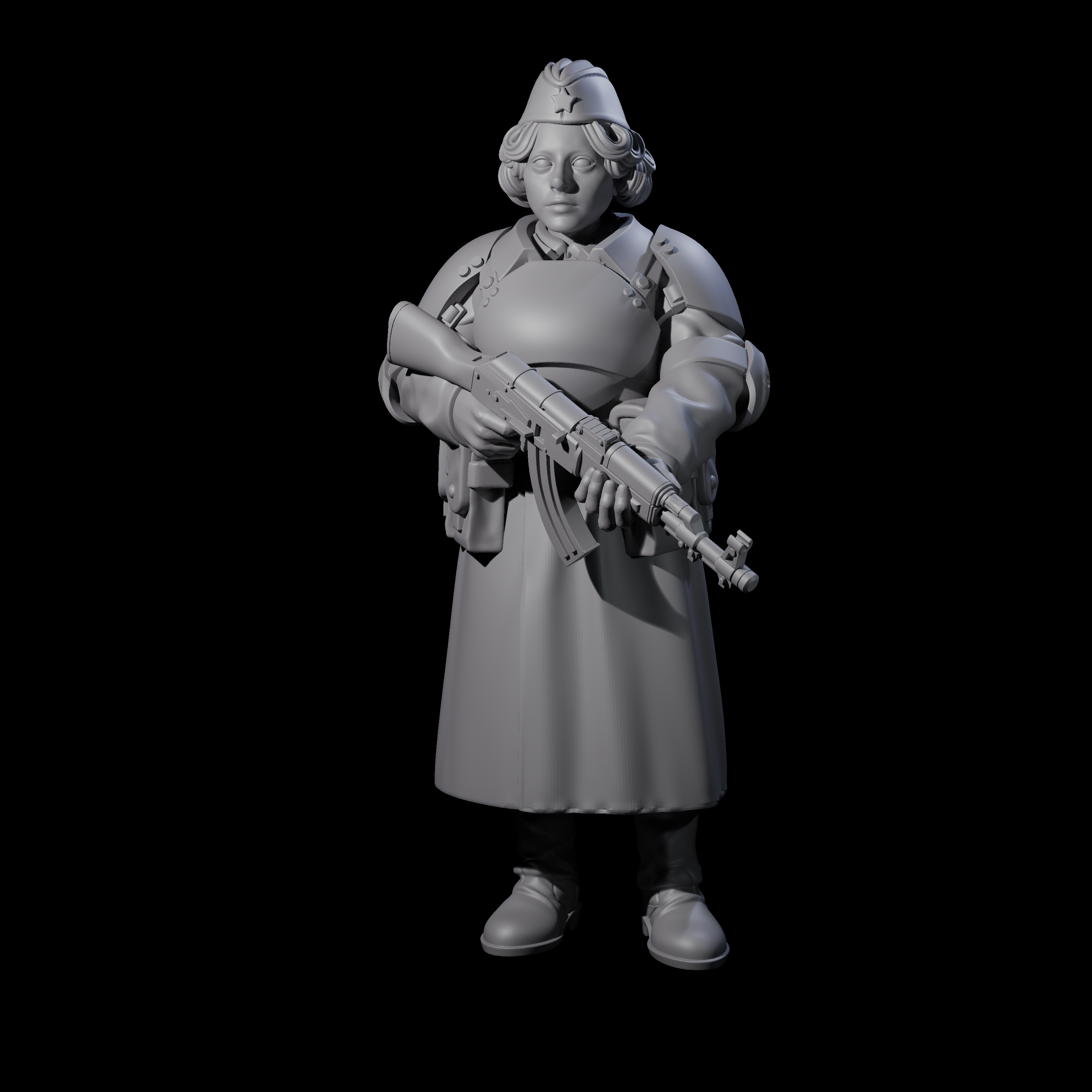 Weird War Soviet AK47 Fighting War Maiden C Miniature for Dungeons and Dragons, Pathfinder or other TTRPGs