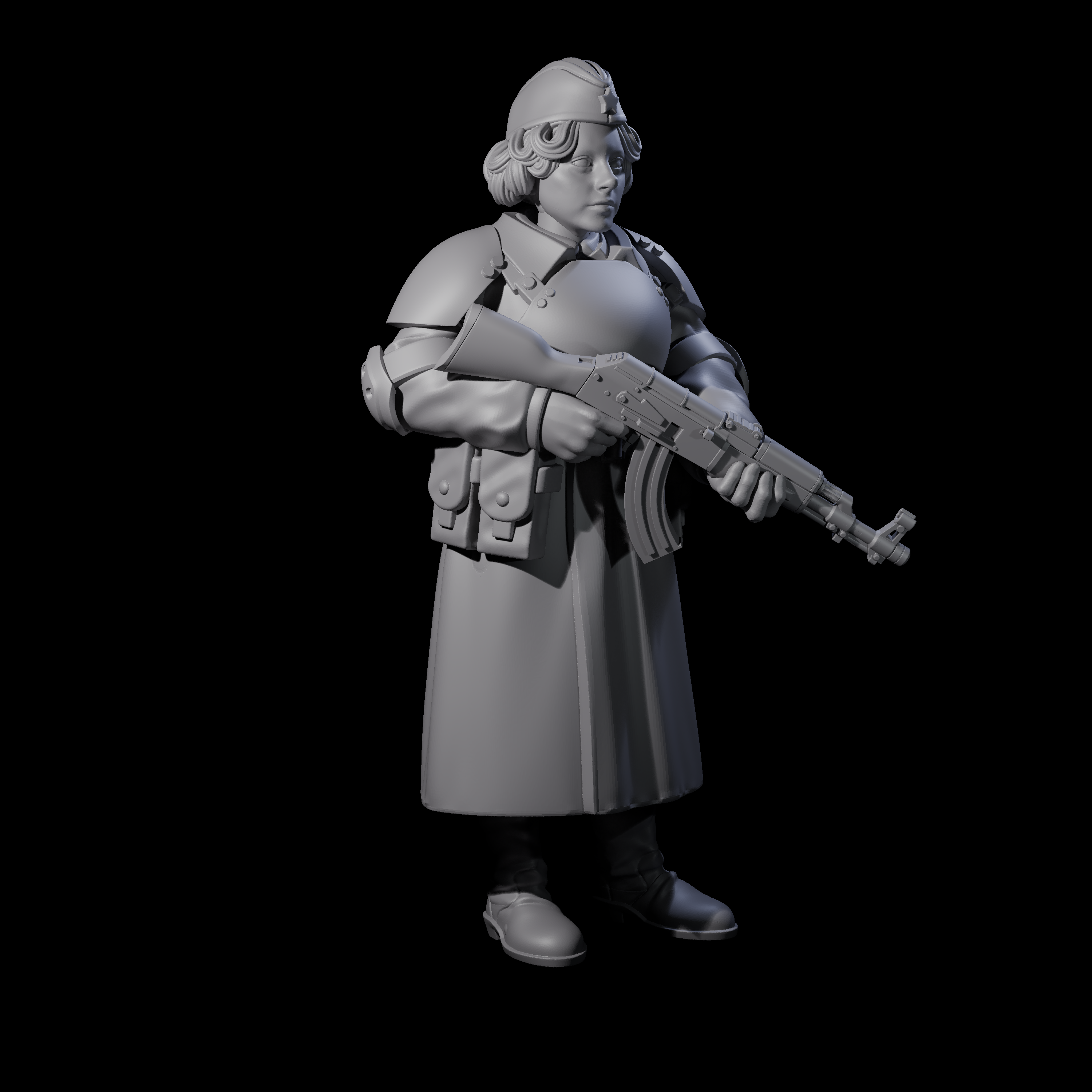 Weird War Soviet AK47 Fighting War Maiden C Miniature for Dungeons and Dragons, Pathfinder or other TTRPGs