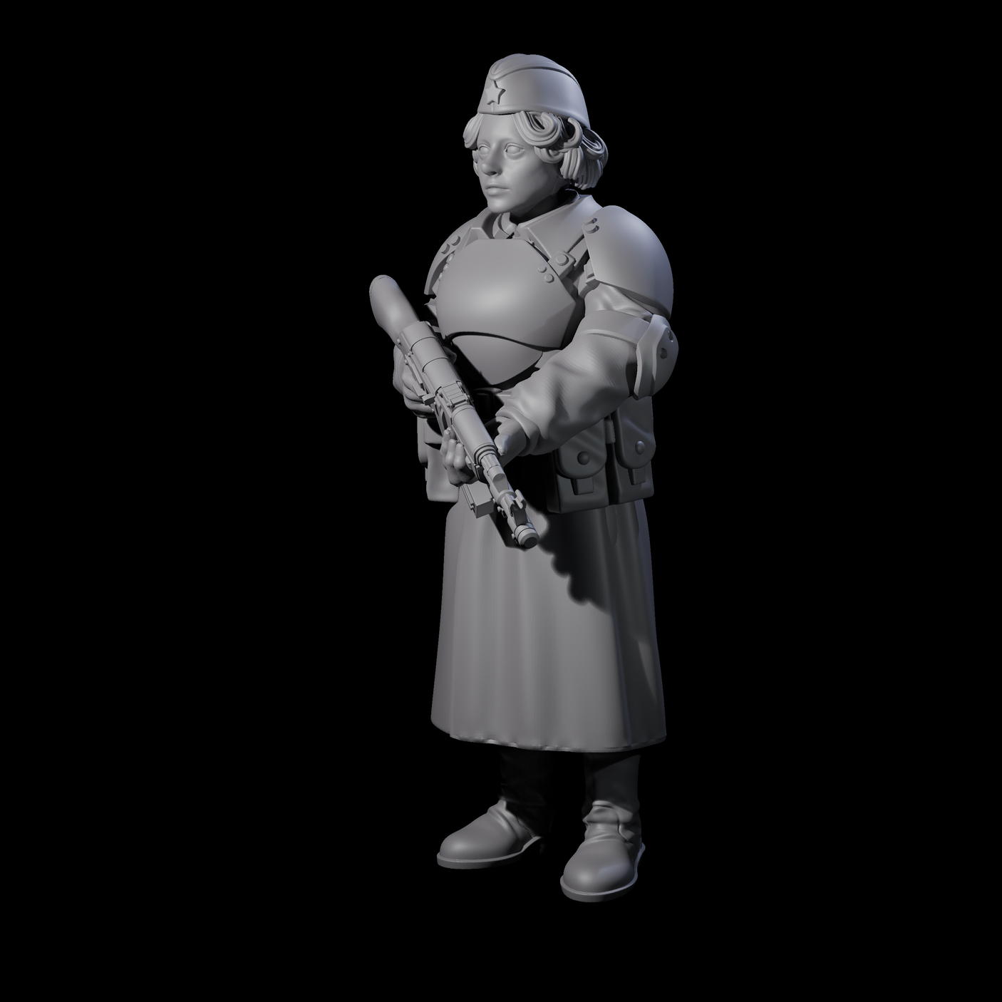 Weird War Soviet AK47 Fighting War Maiden C Miniature for Dungeons and Dragons, Pathfinder or other TTRPGs
