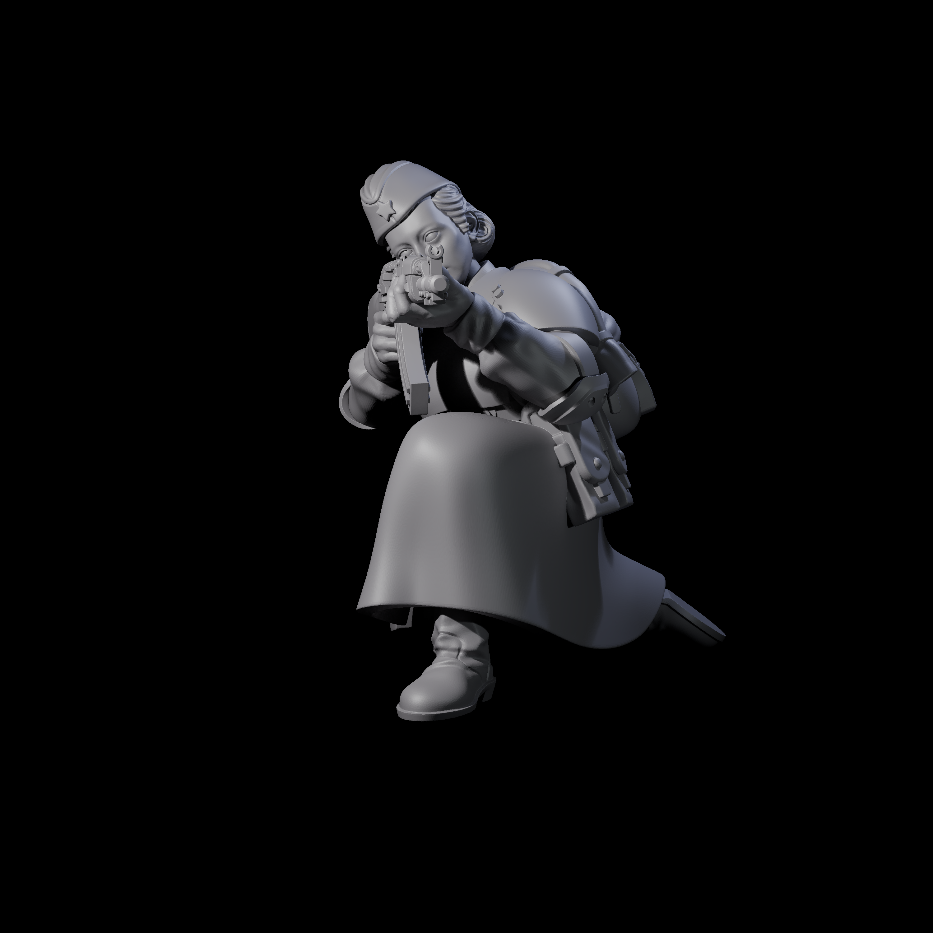 Weird War Soviet AK47 Fighting War Maiden D Miniature for Dungeons and Dragons, Pathfinder or other TTRPGs