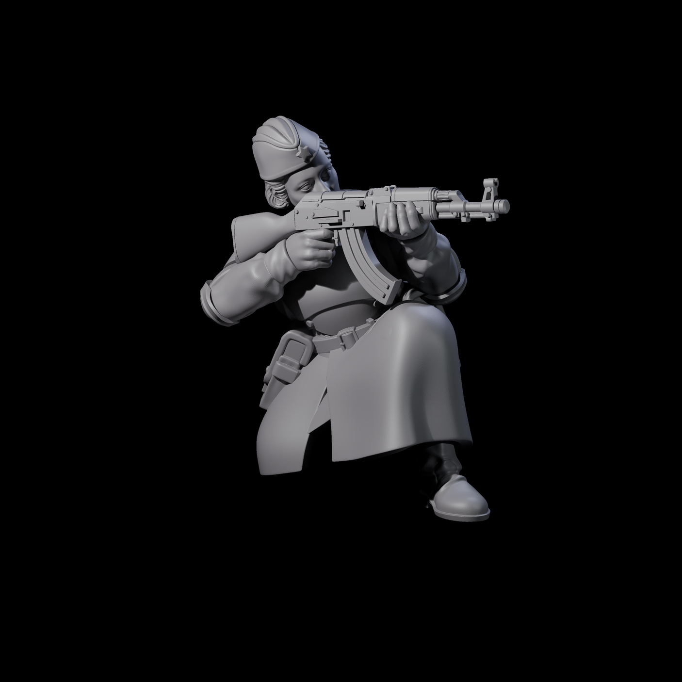 Weird War Soviet AK47 Fighting War Maiden D Miniature for Dungeons and Dragons, Pathfinder or other TTRPGs