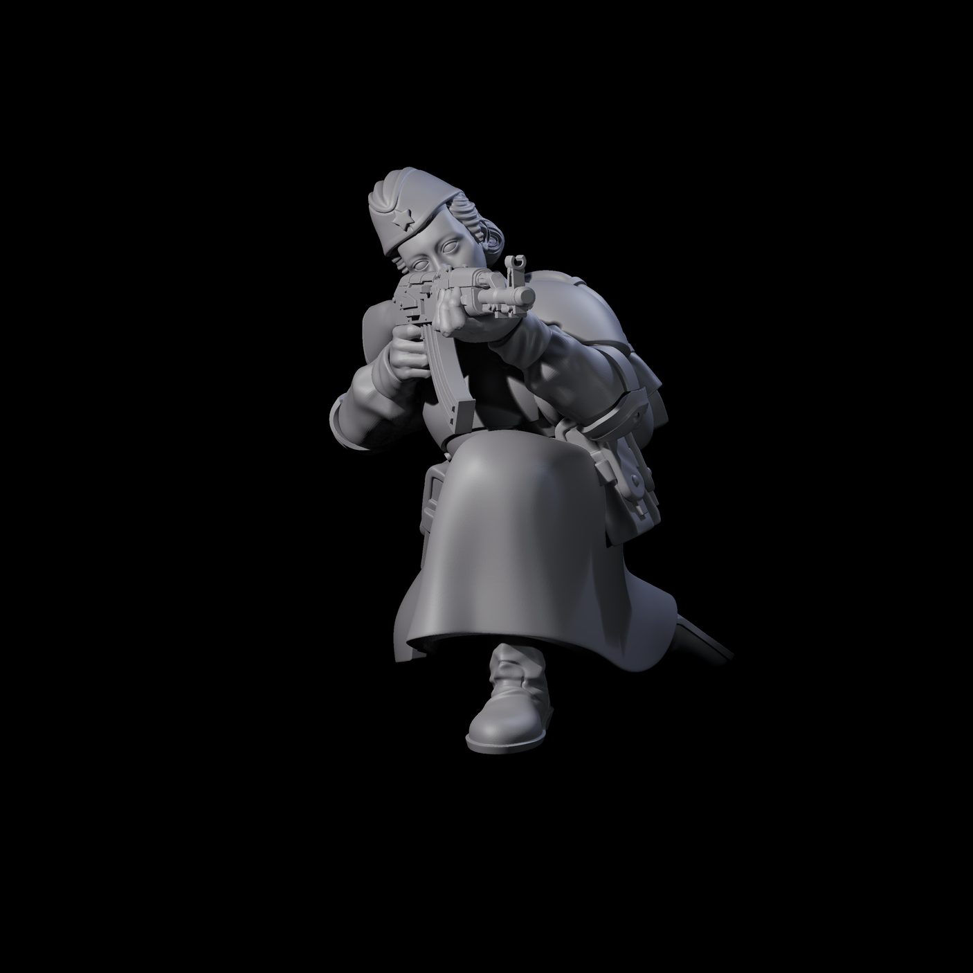Weird War Soviet AK47 Fighting War Maiden D Miniature for Dungeons and Dragons, Pathfinder or other TTRPGs