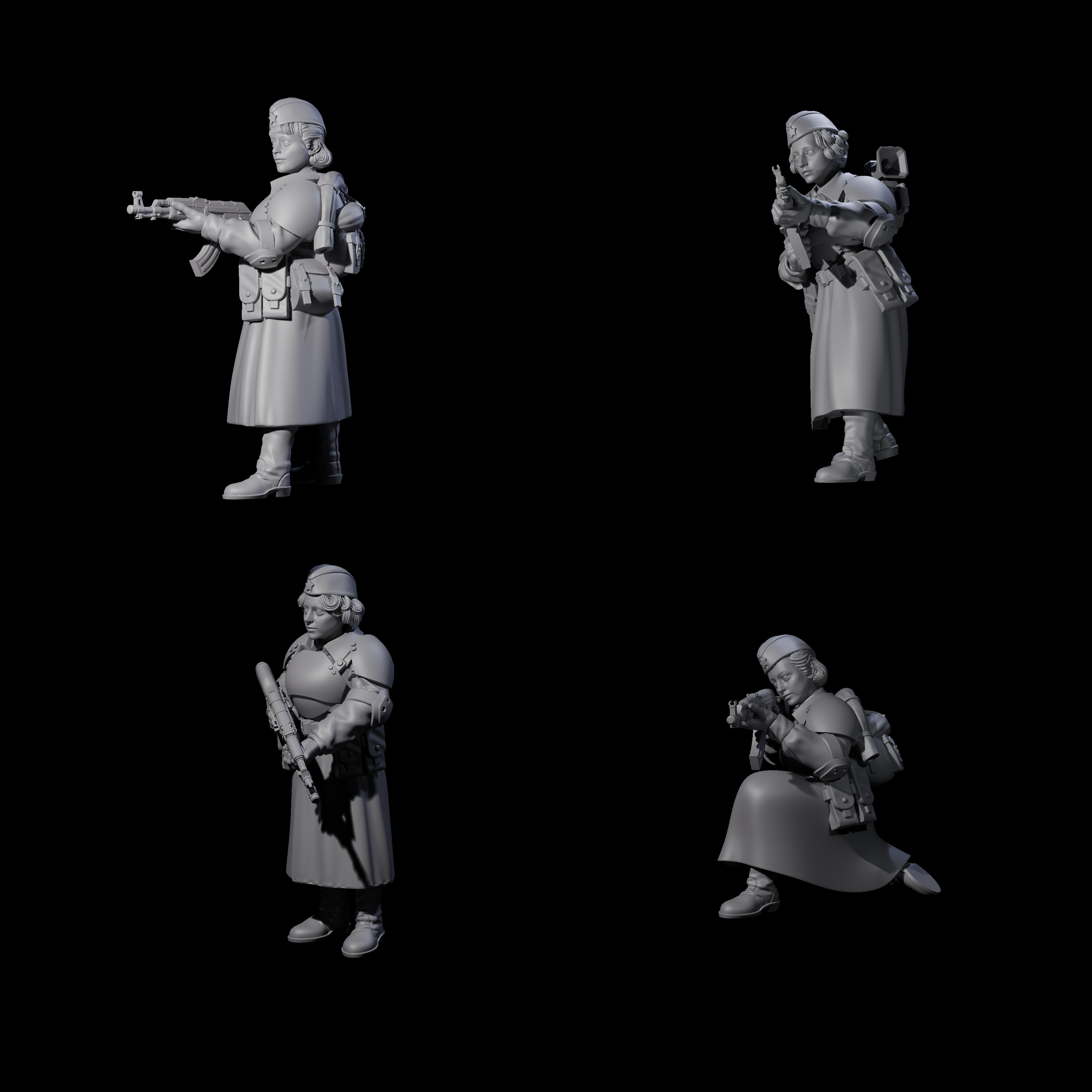 Weird War Soviet AK47 Fighting War Maidens Miniature for Dungeons and Dragons, Pathfinder or other TTRPGs