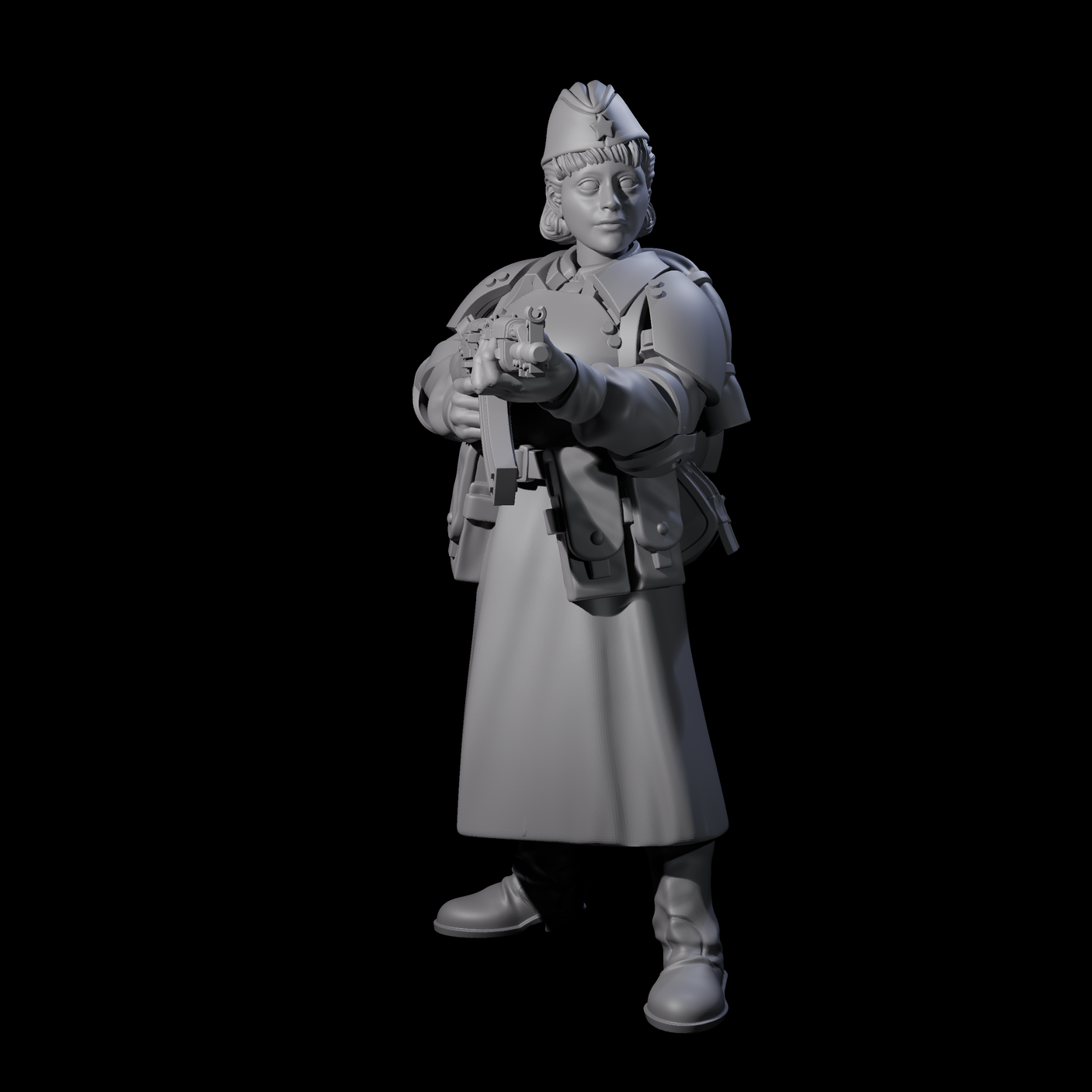 Weird War Soviet AK47 Fighting War Maidens Miniature for Dungeons and Dragons, Pathfinder or other TTRPGs