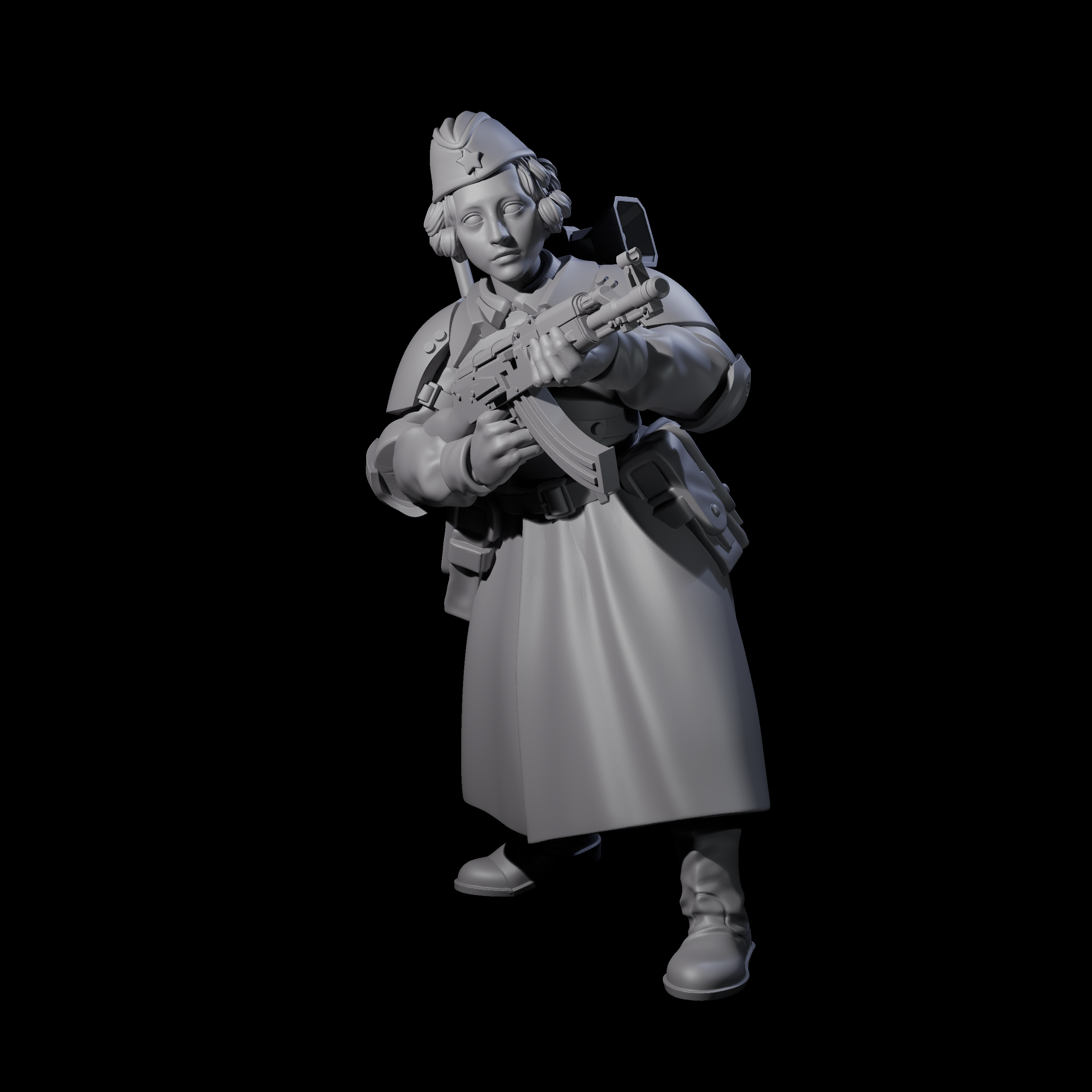 Weird War Soviet AK47 Fighting War Maidens Miniature for Dungeons and Dragons, Pathfinder or other TTRPGs