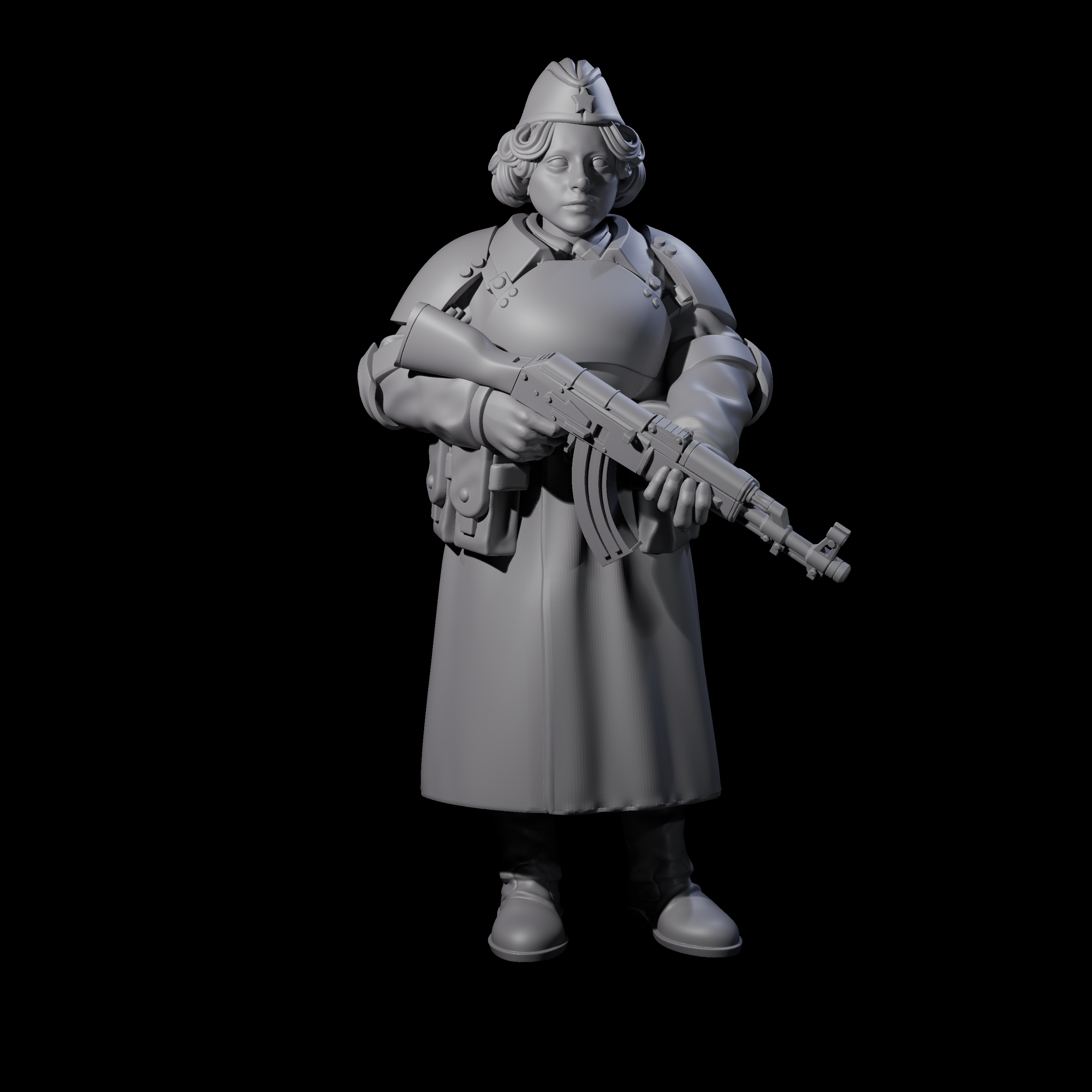 Weird War Soviet AK47 Fighting War Maidens Miniature for Dungeons and Dragons, Pathfinder or other TTRPGs