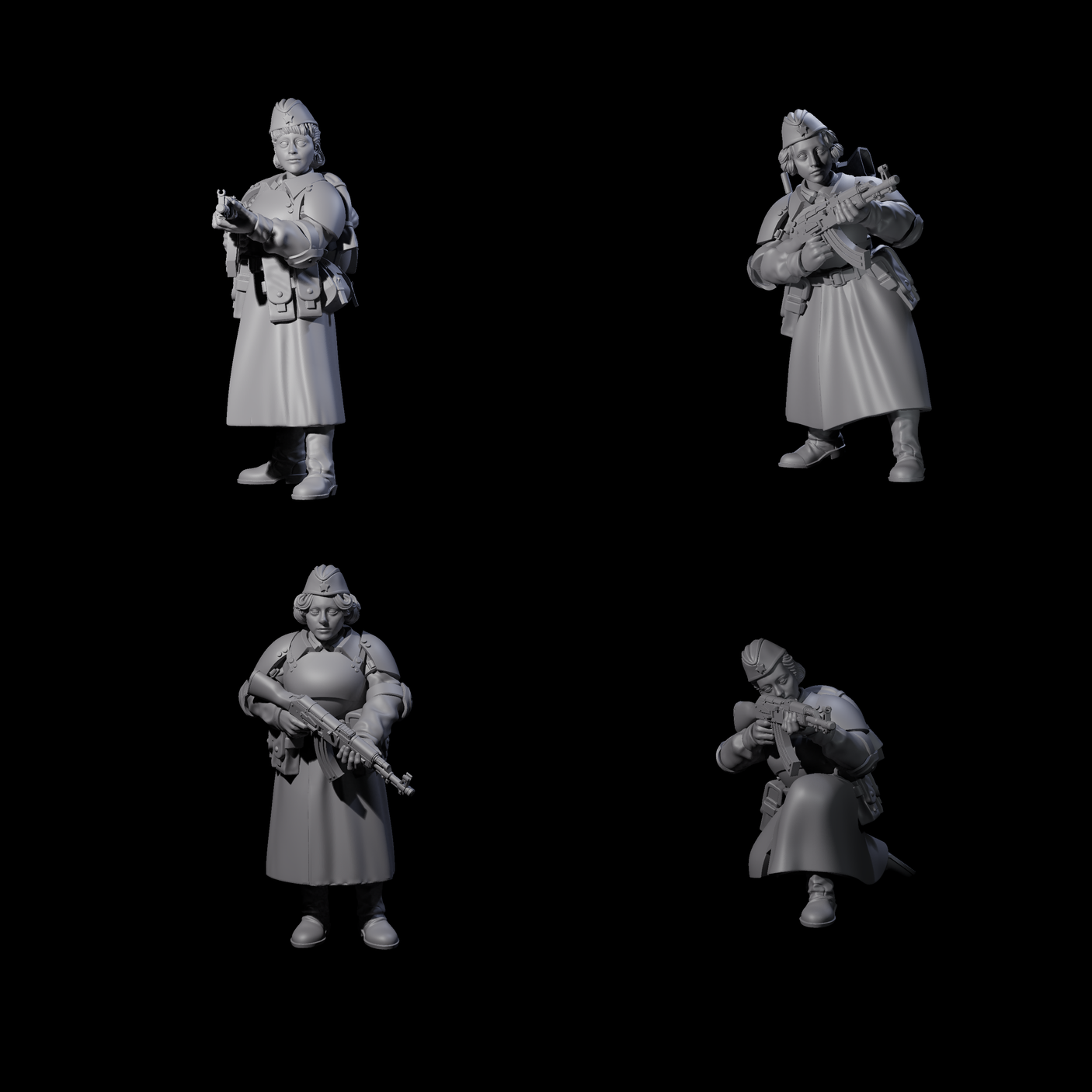 Weird War Soviet AK47 Fighting War Maidens Miniature for Dungeons and Dragons, Pathfinder or other TTRPGs