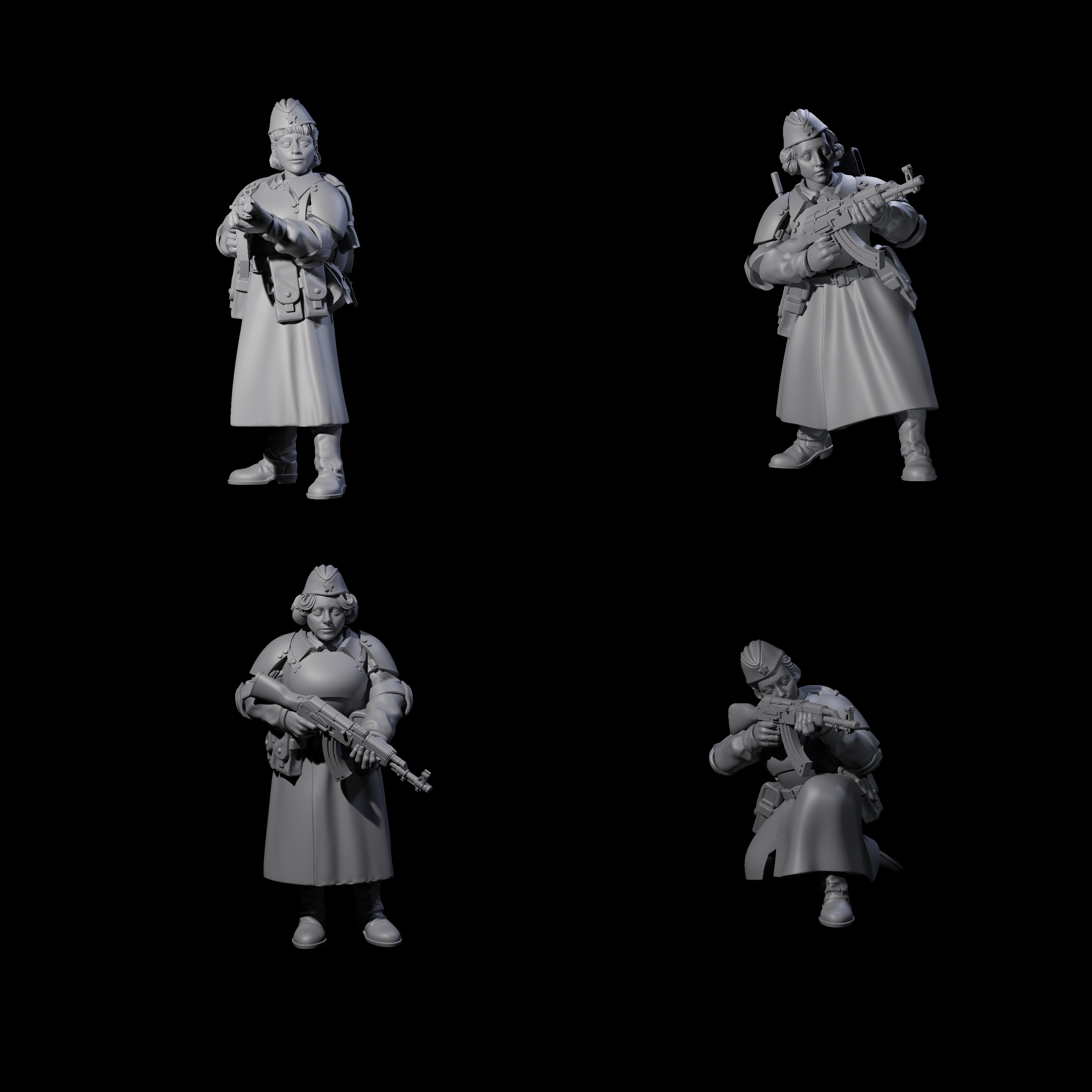 Weird War Soviet AK47 Fighting War Maidens Miniature for Dungeons and Dragons, Pathfinder or other TTRPGs