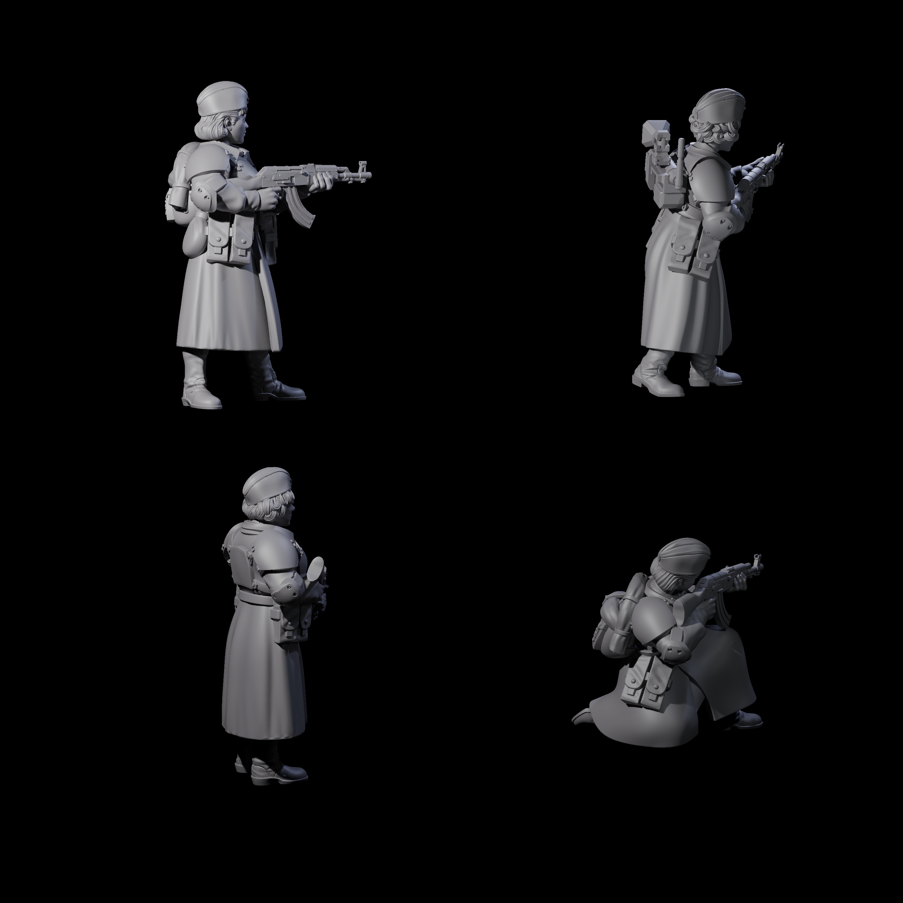 Weird War Soviet AK47 Fighting War Maidens Miniature for Dungeons and Dragons, Pathfinder or other TTRPGs