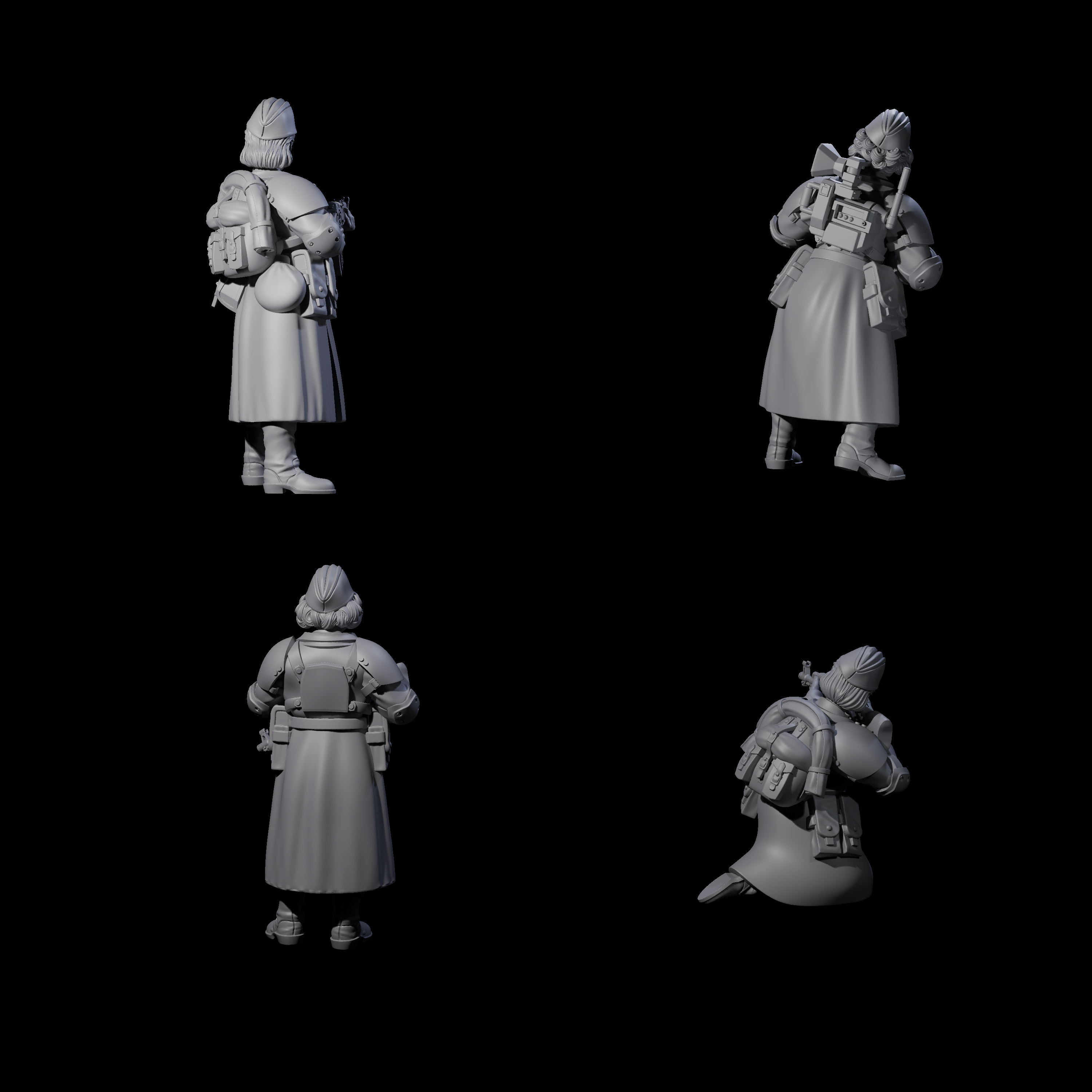 Weird War Soviet AK47 Fighting War Maidens Miniature for Dungeons and Dragons, Pathfinder or other TTRPGs