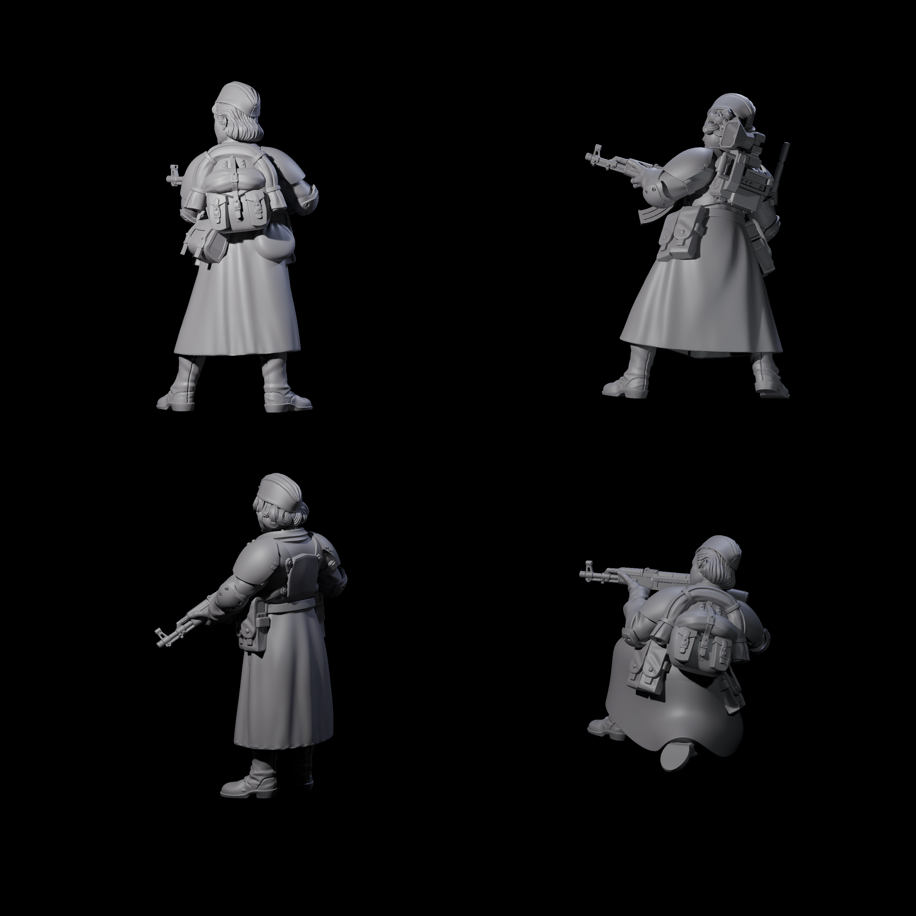 Weird War Soviet AK47 Fighting War Maidens Miniature for Dungeons and Dragons, Pathfinder or other TTRPGs